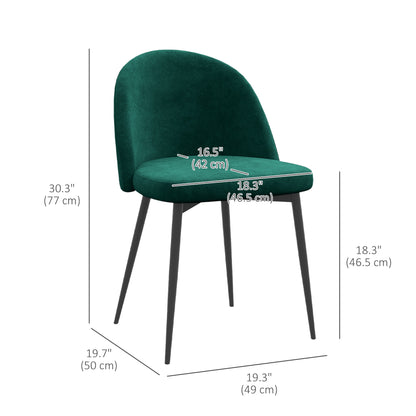 Set of 2 Mid-Back Dining Chair, Mid-Back Velvet-touch Upholstery Kitchen Chair for Living Room Dining Room, Green Dining Chairs   at Gallery Canada