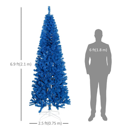 7FT Pencil Christmas Tree, Artificial Christmas Tree with Automatic Open for Home Party, Blue Pencil Christmas Trees   at Gallery Canada