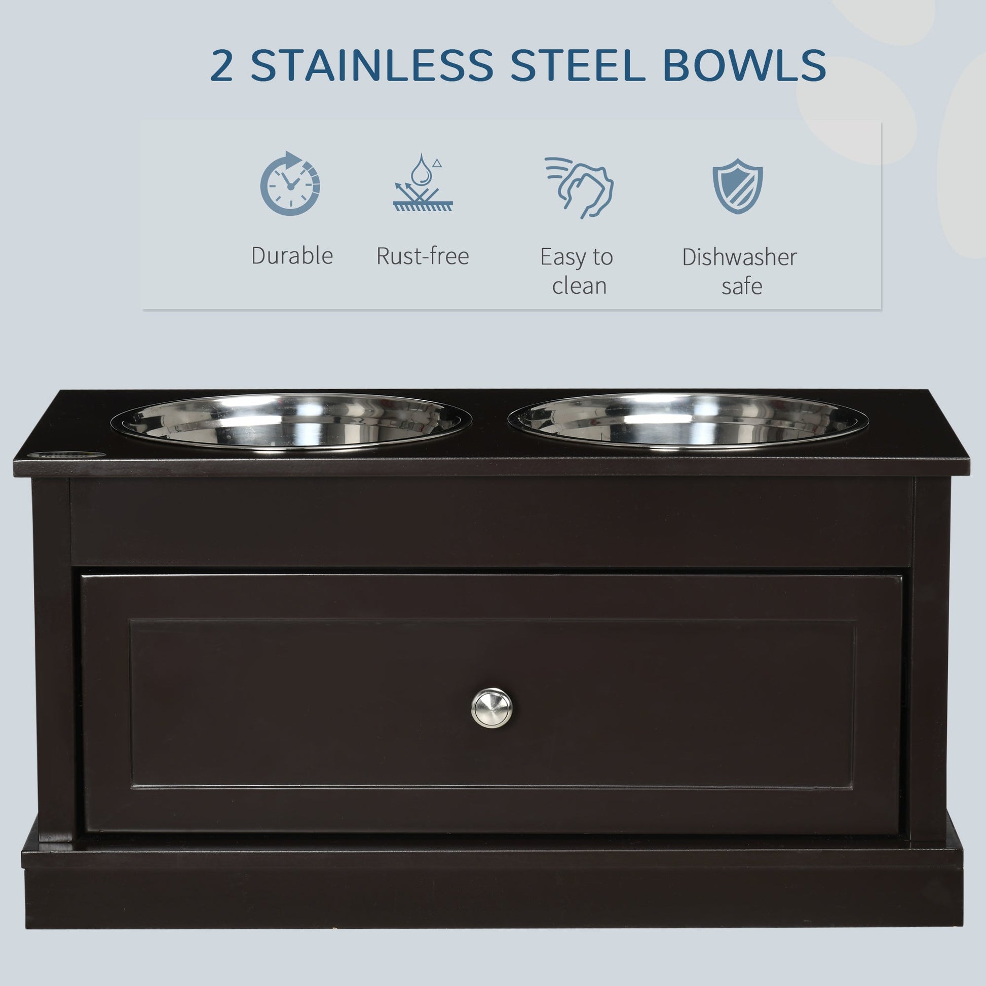 Elevated Dog Bowls with Storage Drawer for Large Dogs, Coffee Dog Bowls   at Gallery Canada