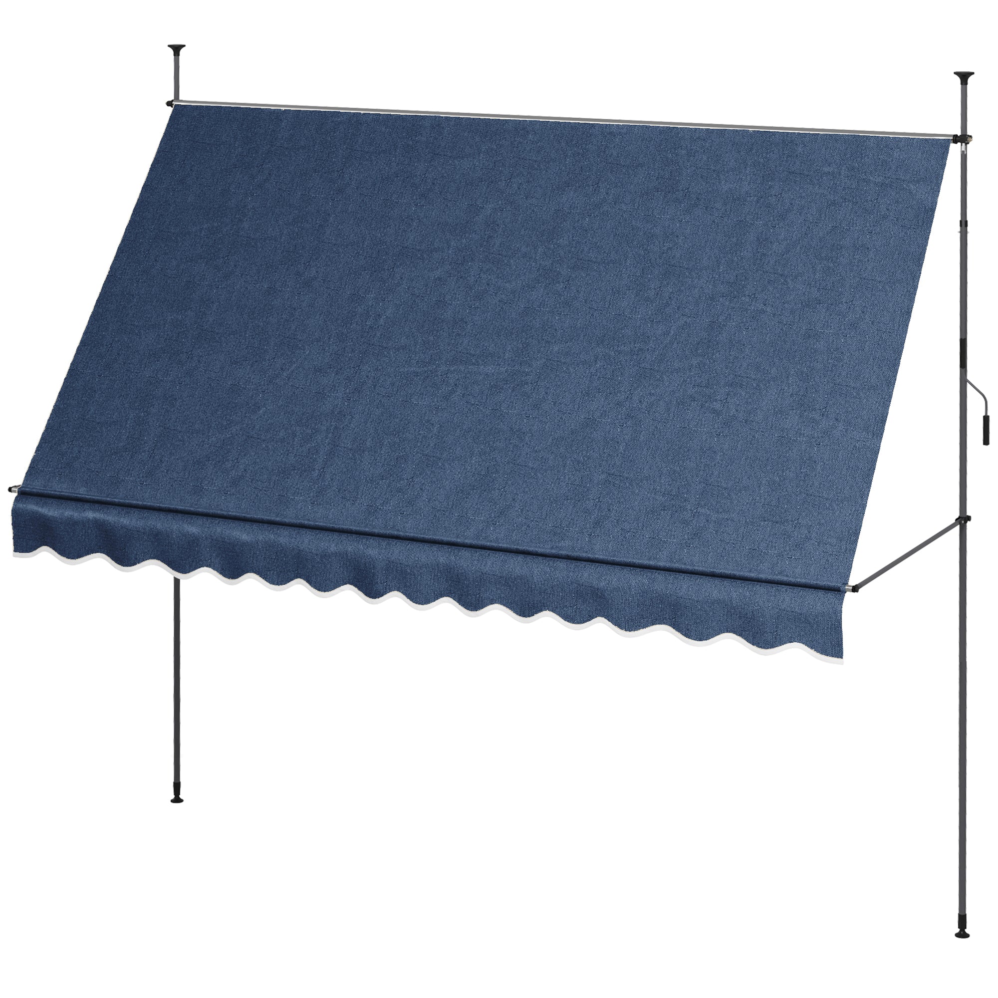11.5' x 4' Manual Retractable Awning, Non-Screw Freestanding Patio Awning, UV Resistant, for Window or Door, Blue Patio Awnings Blue at Gallery Canada