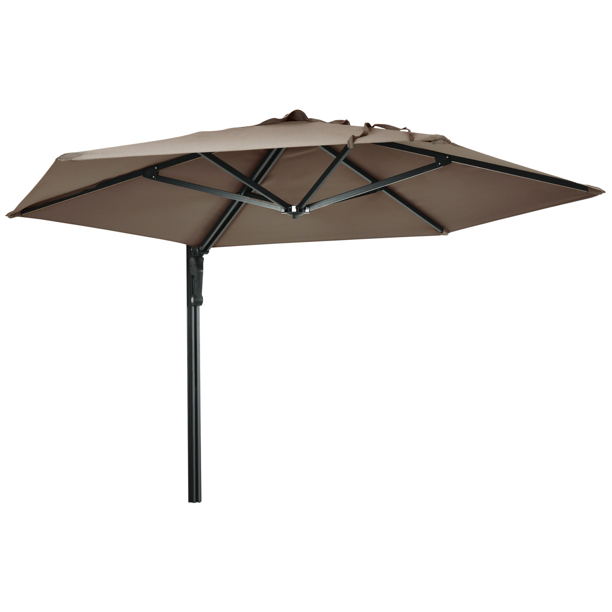 8 ft Wall Mounted Umbrella with 180° Rotatable Canopy, Patio Wall Parasol for Outdoor, Garden, Balcony, Yard, Khaki Sun Umbrellas at Gallery Canada