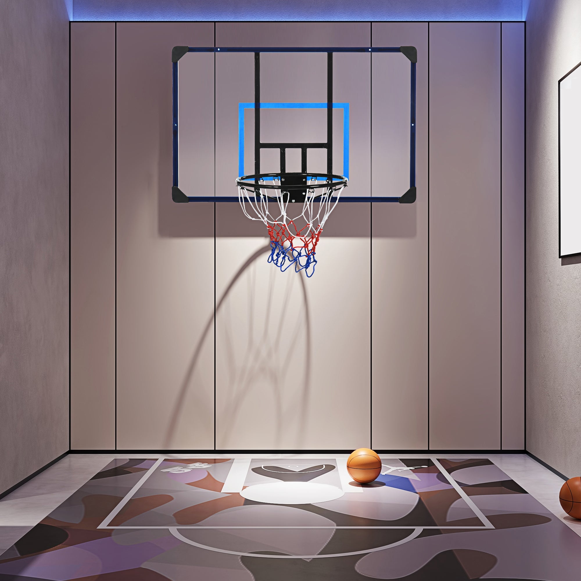 Wall Mounted Basketball Hoop, Mini Hoop with 45