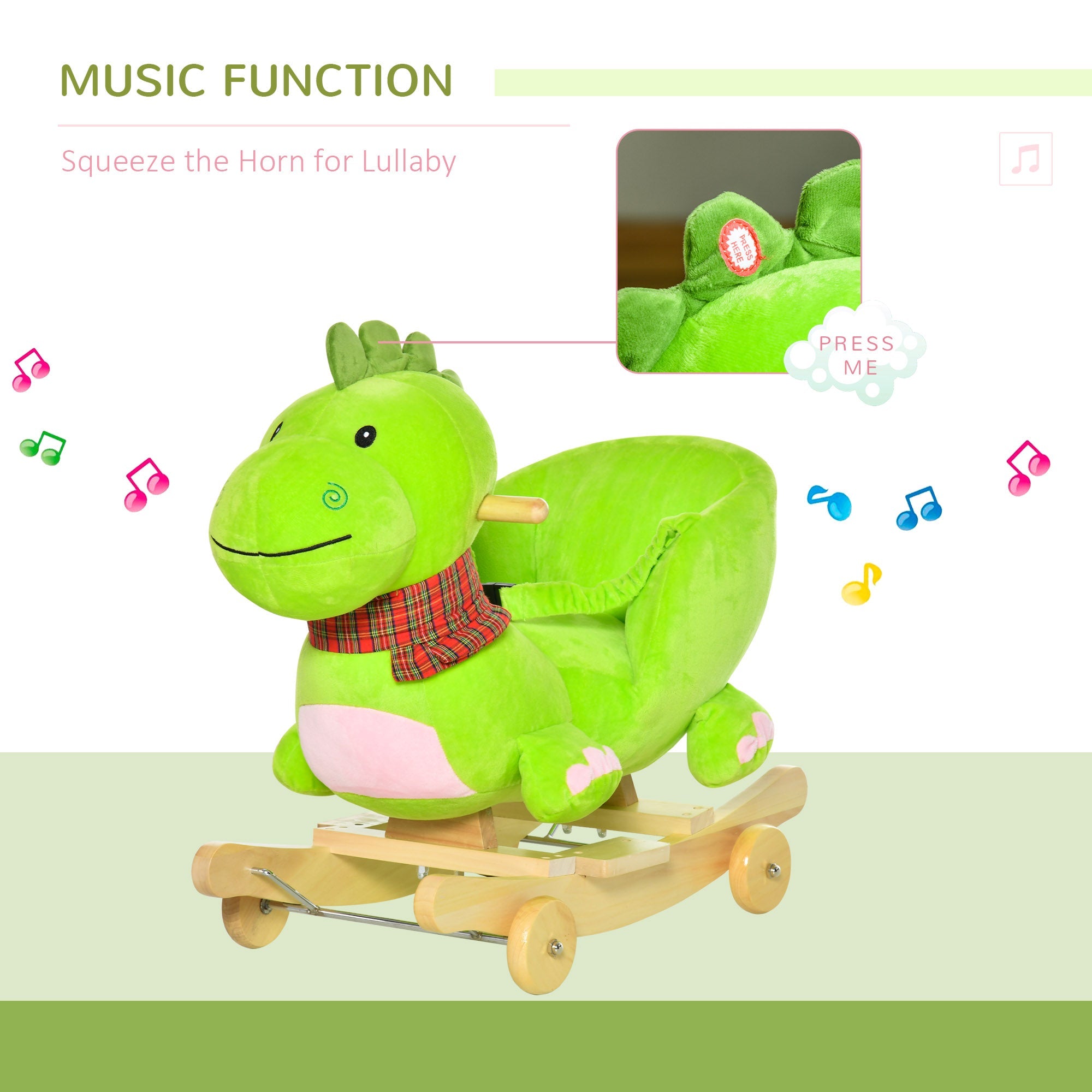 baby rocking horse Kids Interactive 2-in-1 Plush Ride-On Stroller Rocking Dinosaur With Nursery Song Rocking Horse 18+ months Rocking Horses   at Gallery Canada