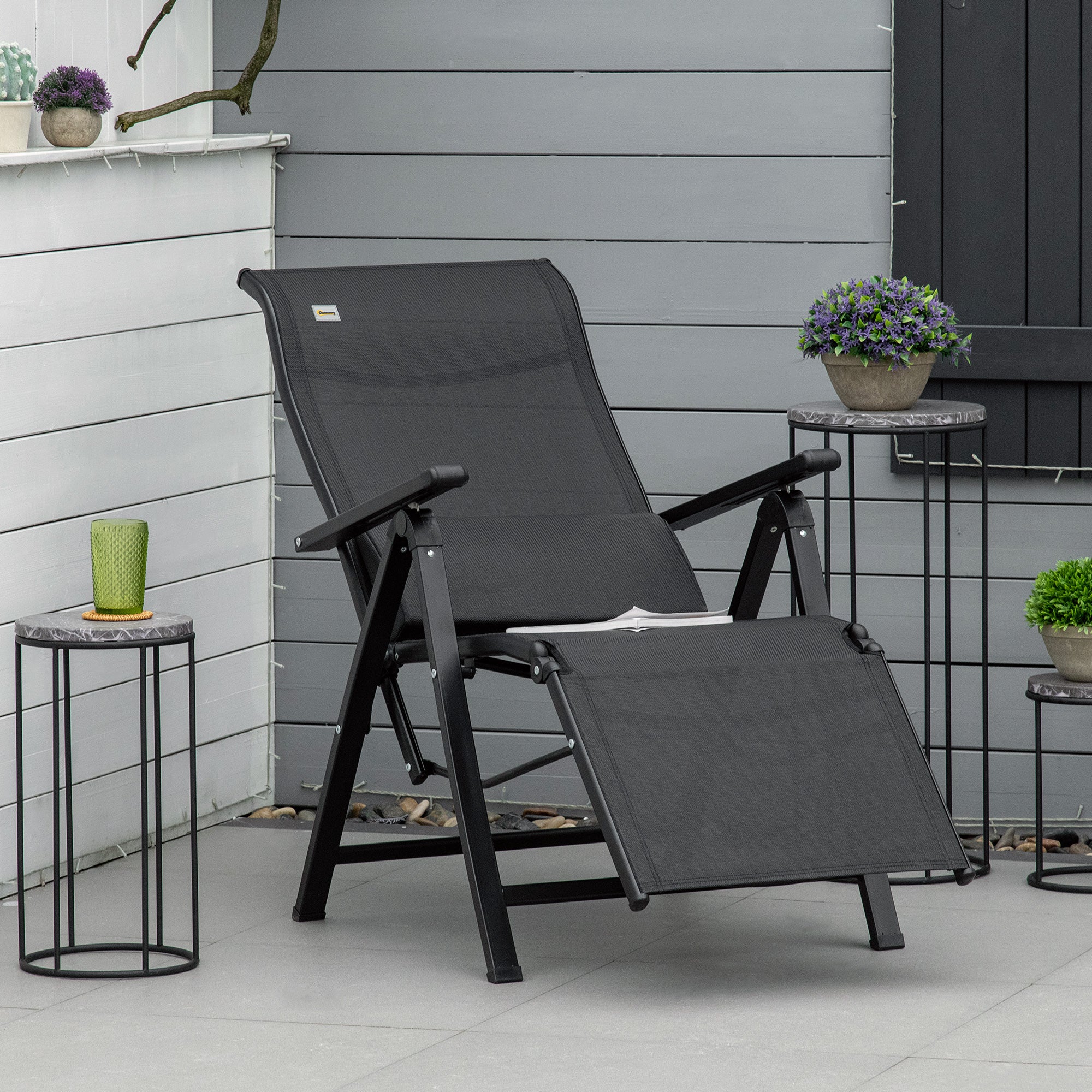 Zero Gravity Chair with Adjustable Backrest, Cushion, Black Lounger Chairs Black  at Gallery Canada