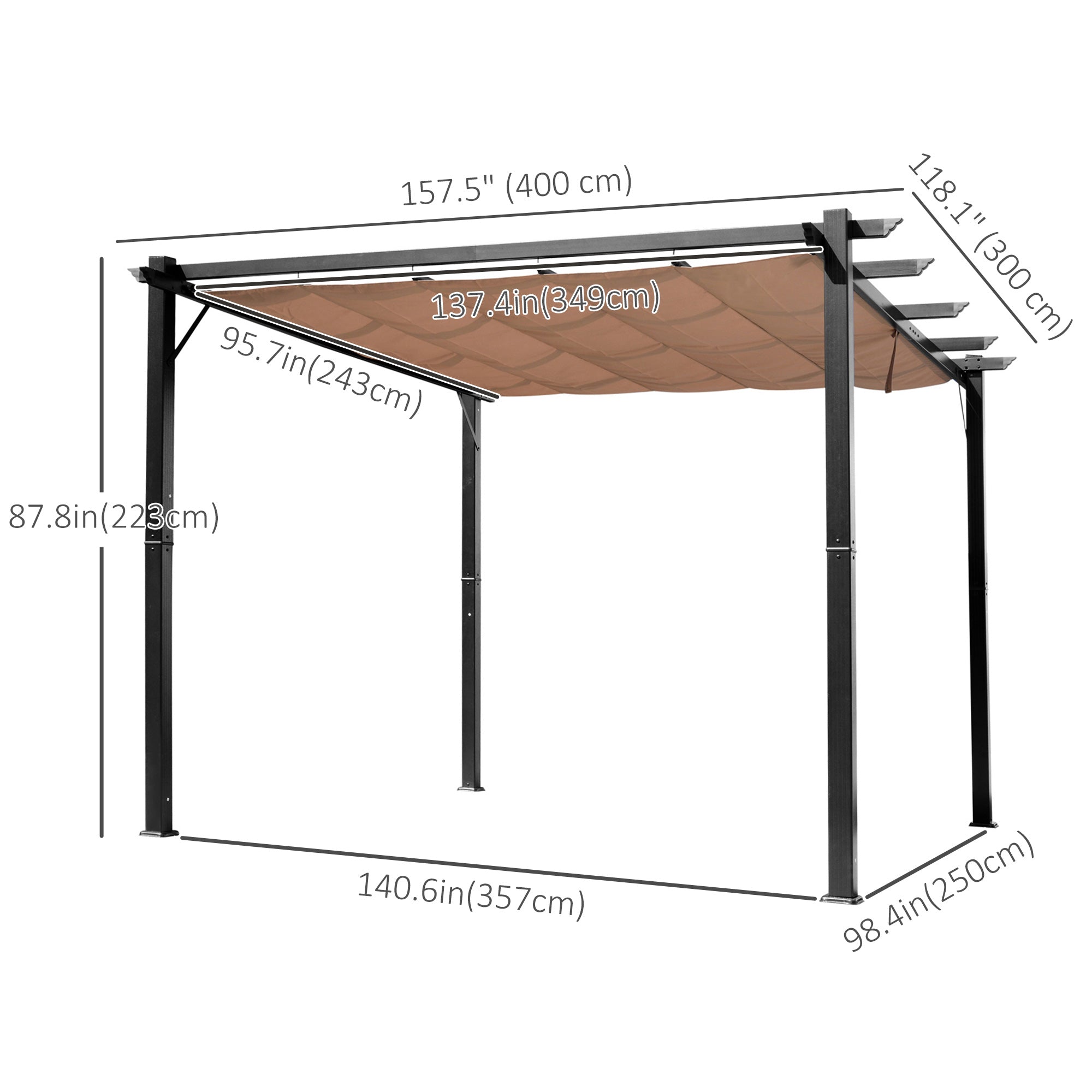 10' x 13' Outdoor Pergola Aluminium Gazebo Backyard Canopy Cover Square Sunshade Garden Grape Trellis Black Pergolas at Gallery Canada