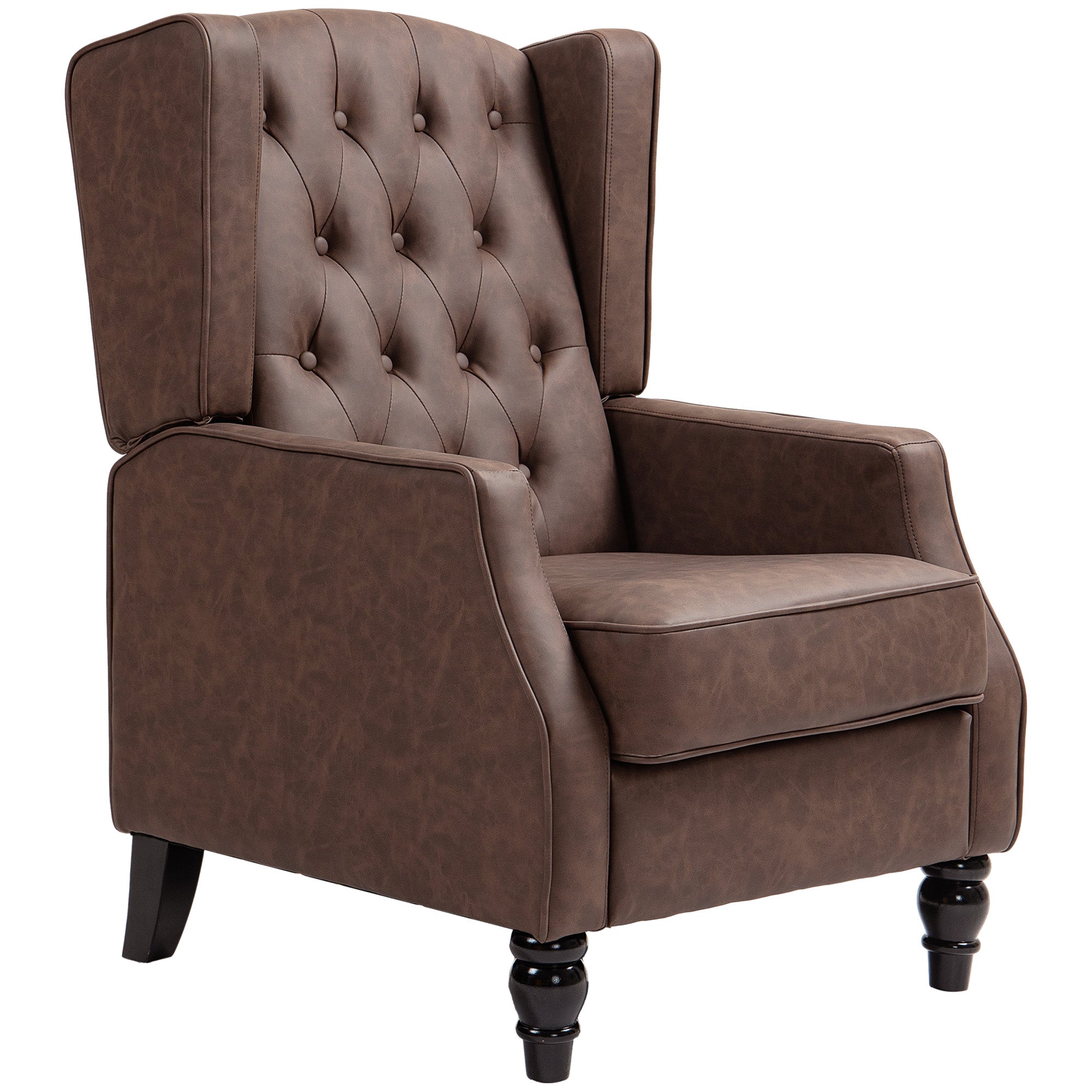 Faux Leather Armchair, Modern Accent Chair with Thick Padding for Living Room, Bedroom, Home Office, Brown Accent Chairs Brown at Gallery Canada