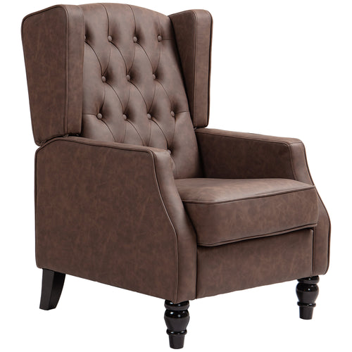 Faux Leather Armchair, Modern Accent Chair with Thick Padding for Living Room, Bedroom, Home Office, Brown