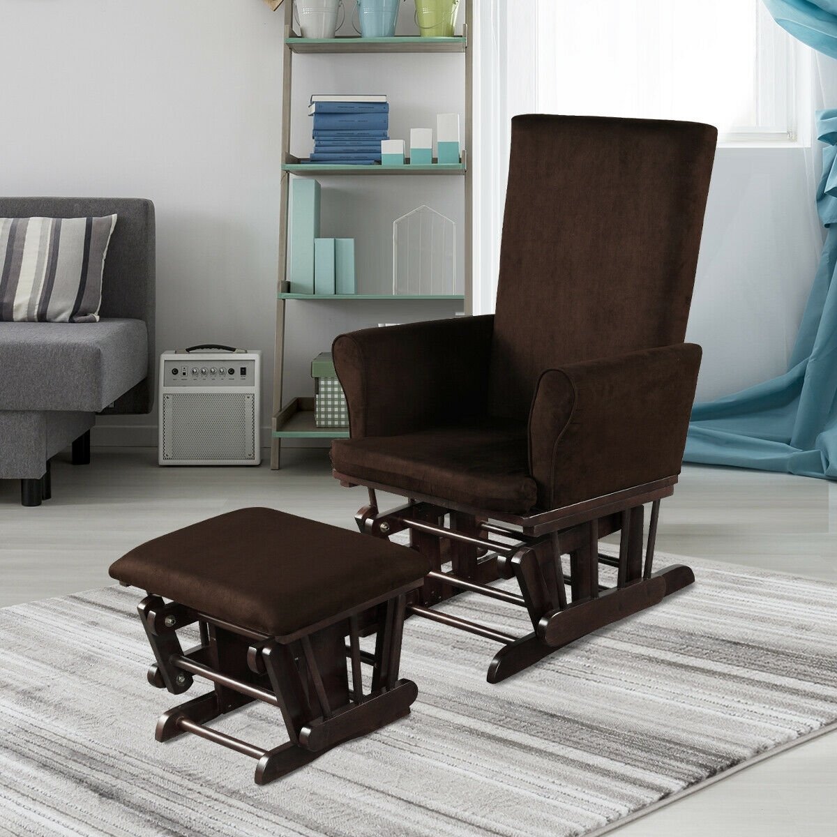 Baby Nursery Relax Rocker Rocking Chair Glider & Ottoman Set, Coffee Recliners   at Gallery Canada