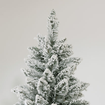 9ft Pencil Christmas Tree, Flocked Tree with 1277 Branch Tips and Metal Base for Home, Indoor, Holiday Pencil Christmas Trees   at Gallery Canada