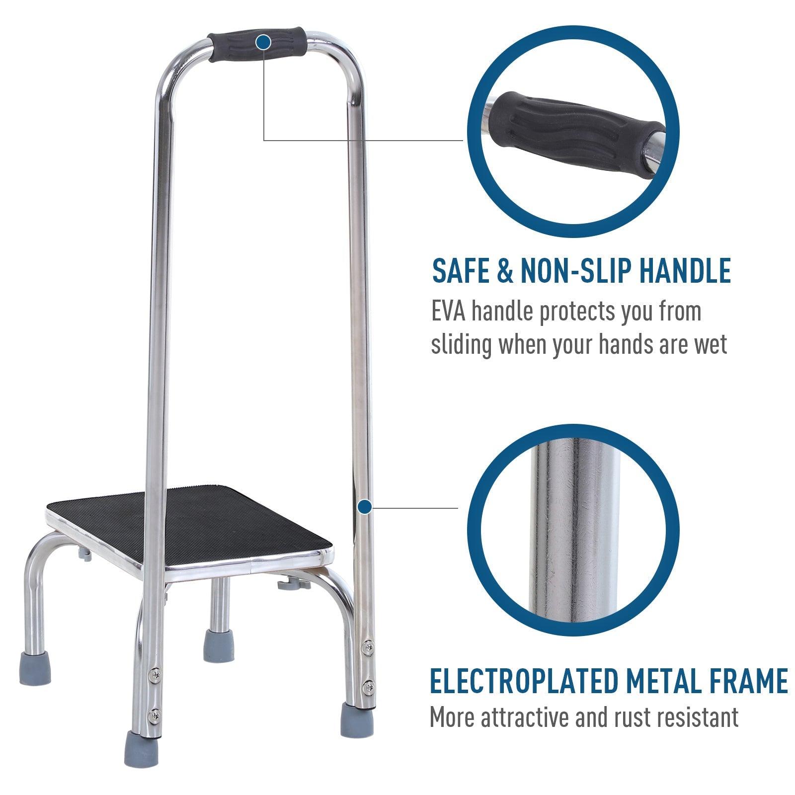 Step Stool with Handle for Adults and Seniors, Heavy Duty Metal Foot Step Stool for Elderly, Portable Stool with Anti-slip Design Ladders   at Gallery Canada