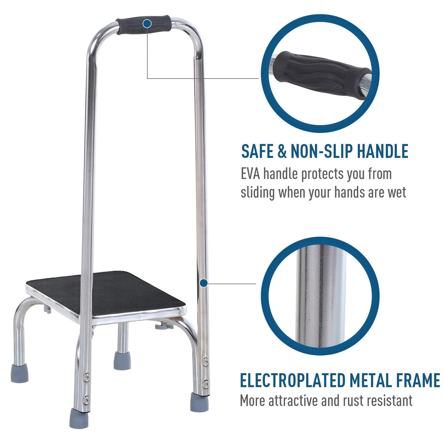 Step Stool with Handle for Adults and Seniors, Heavy Duty Metal Foot Step Stool for Elderly, Portable Stool with Anti-slip Design Ladders   at Gallery Canada