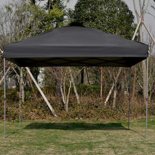 10' x 10' Pop Up Canopy Tent with Airy Top Vents and Wheeled Carry Bag for Outdoor, Garden, Patio, Black