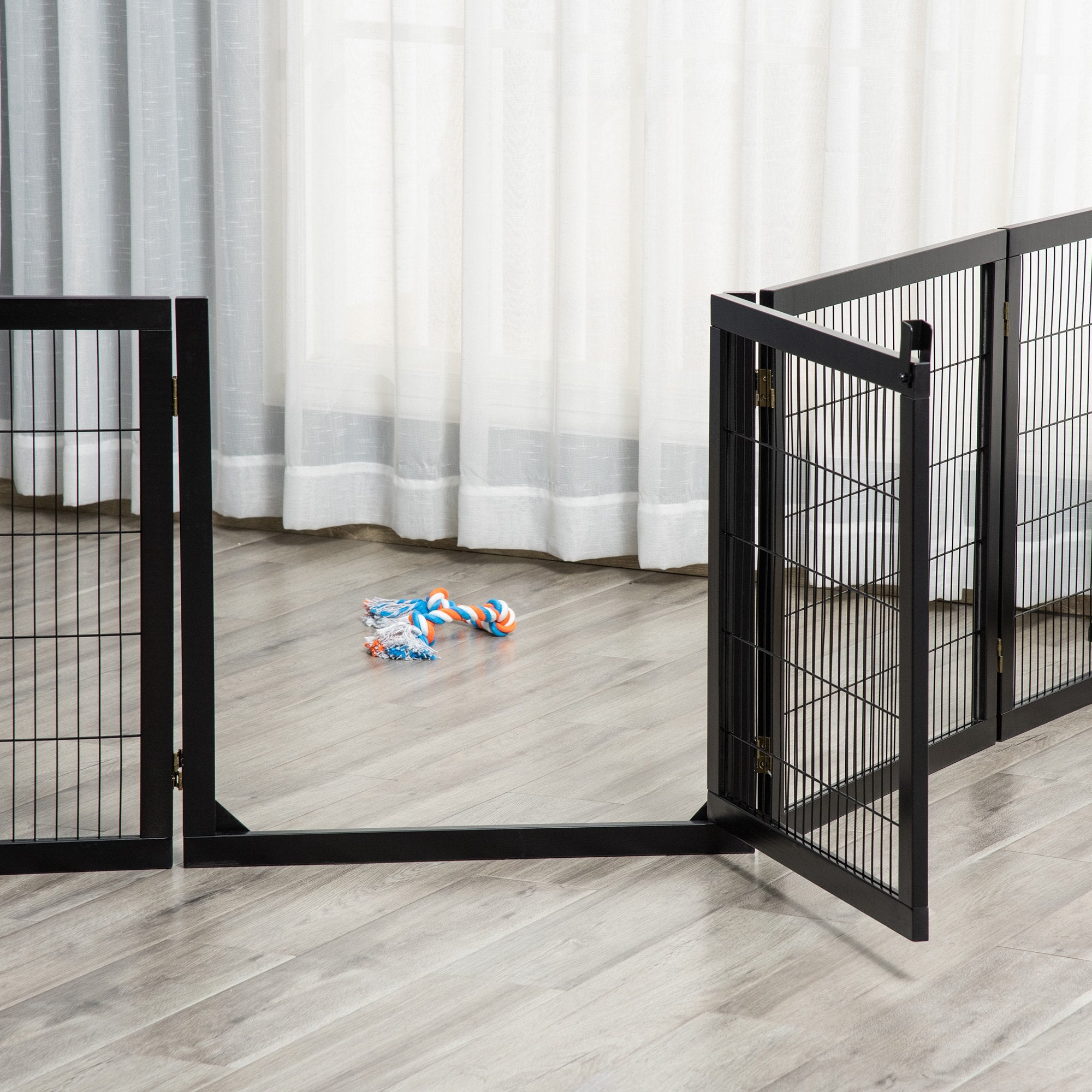 Wooden Freestanding Pet Gate w/ 2 Support Feet, Black Houses, Kennels & Pens   at Gallery Canada