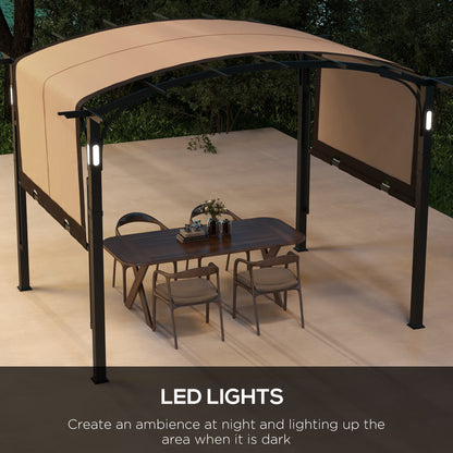 9.5' x 11' Outdoor Pergola Patio Gazebo with Retractable Canopy and LED Lights, for BBQ, Lawn, Backyard - Gallery Canada