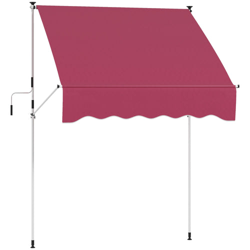 6.6'x5' Manual Retractable Patio Awning Sun Shelter Window Door Deck Canopy, Water Resistant UV Protector, Wine Red