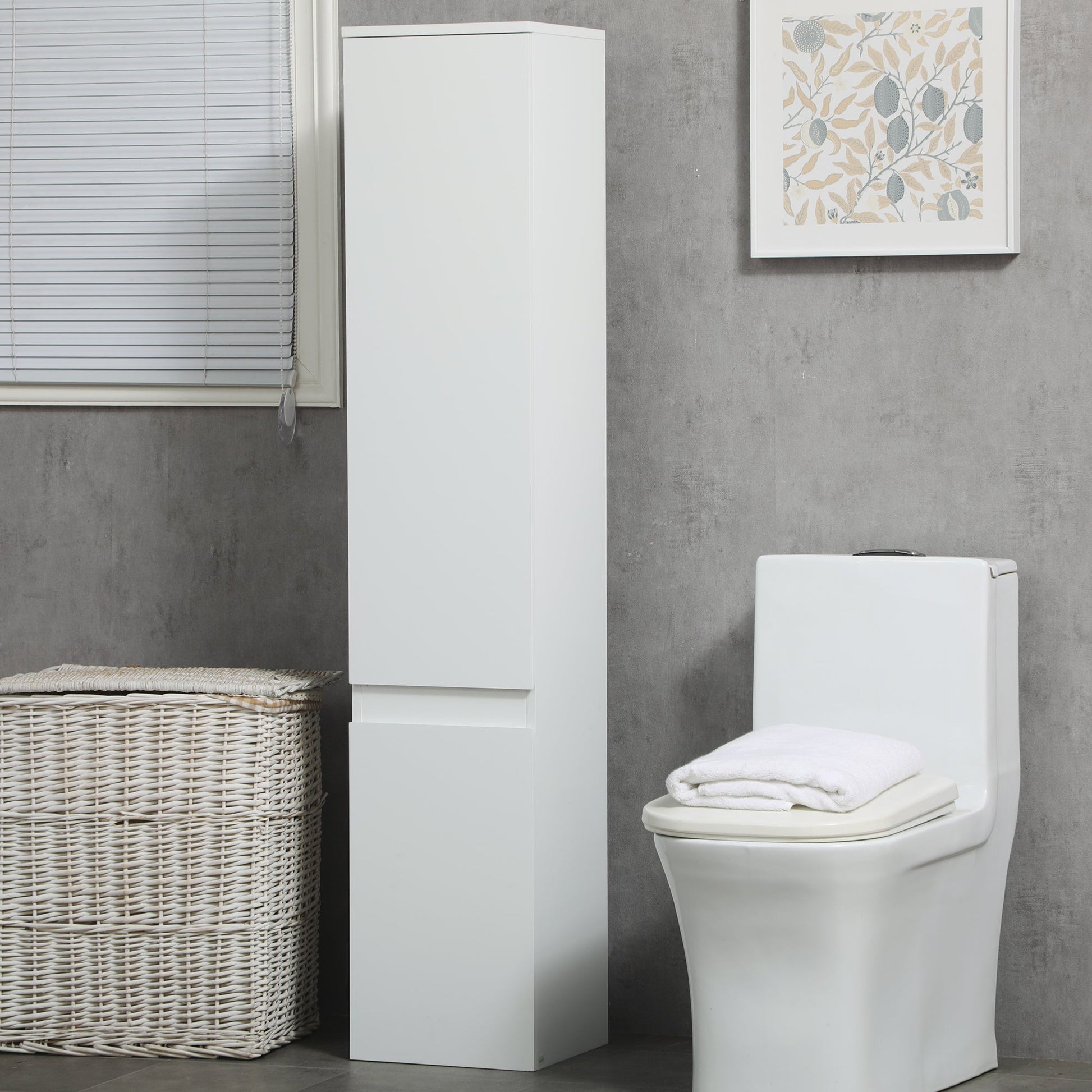 Tall Bathroom Cabinet, Freestanding Storage Organizer with Adjustable Shelves and Cupboards, 11.8" x 11" x 6", White Bathroom Cabinets   at Gallery Canada