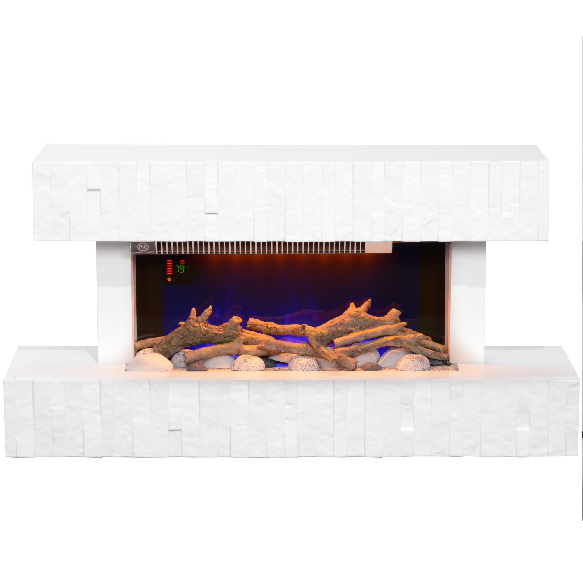 32 Inches Freestanding Electric Fireplace with Mantel, 1500W Replaceable Fireplace Insert Heater with Timer, White Electric Fireplaces at Gallery Canada