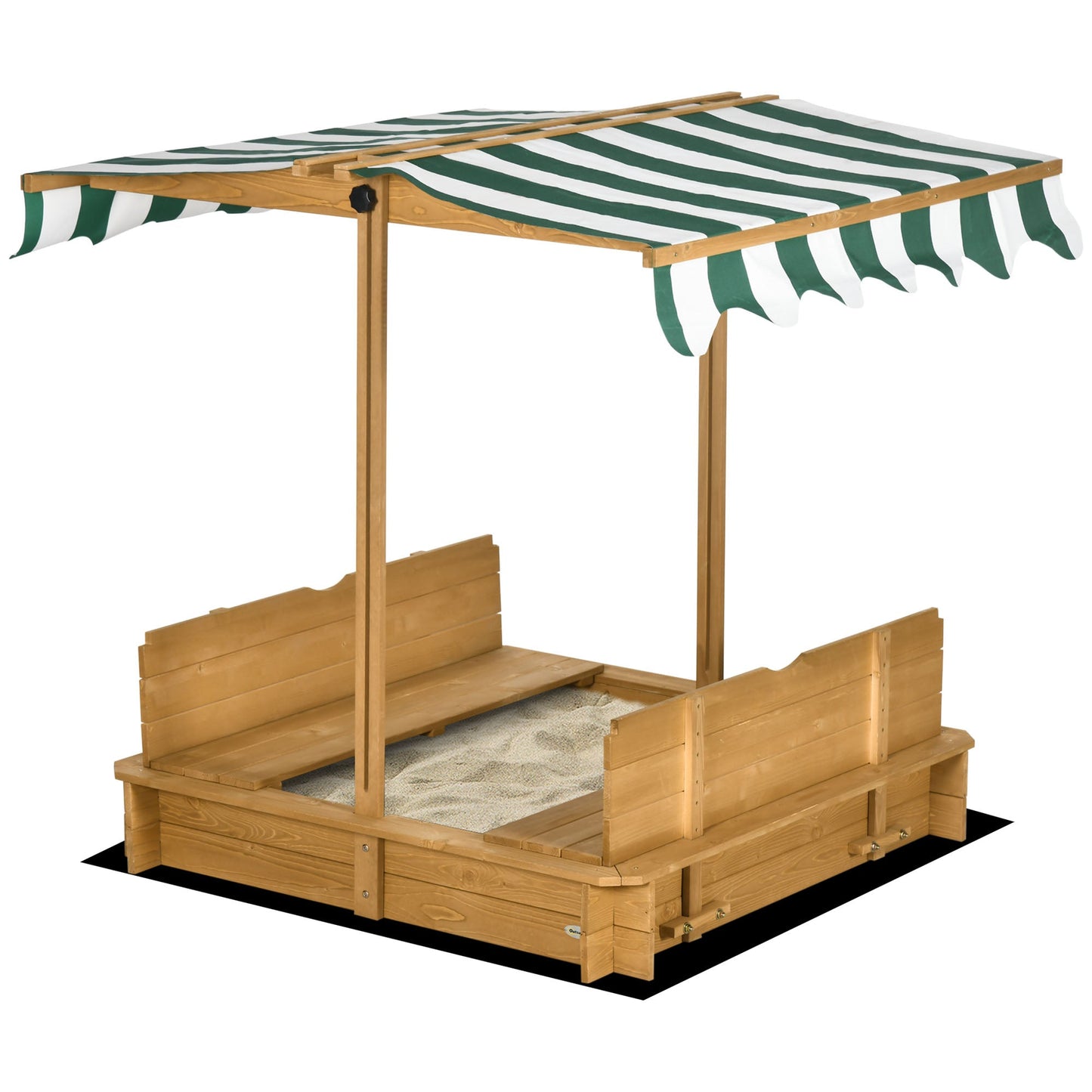 Wooden Kids Sandbox with Cover, Sand Play Station with Foldable Bench Seats and Adjustable Canopy, Light Brown Sandboxes & Accessories Multi Colour  at Gallery Canada