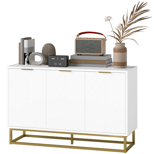 Sideboard Storage Cabinet with 3 Doors and Adjustable Shelves, Kitchen Buffet Cabinet for Dining Room, White