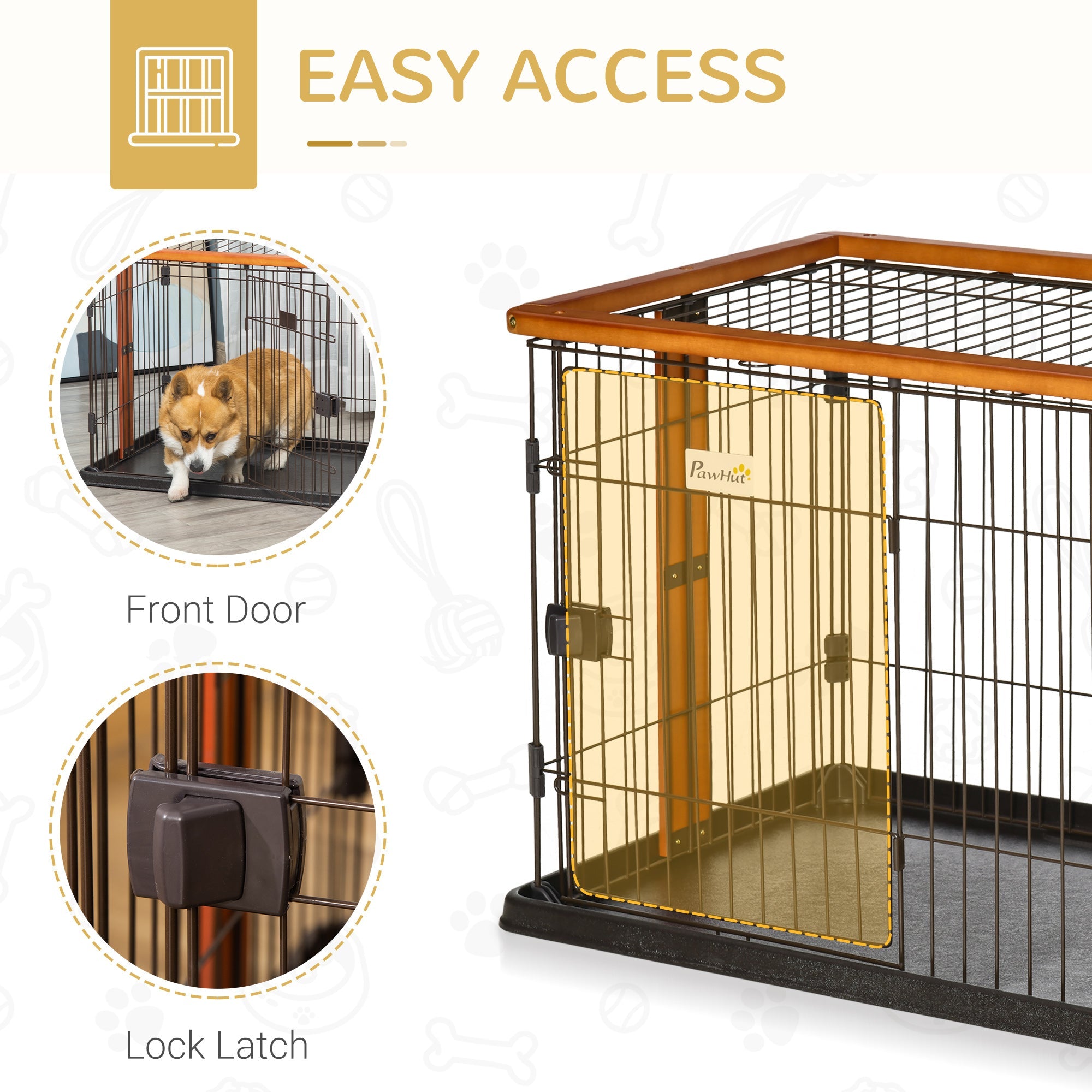 Steel Dog Crate Cage, Lightweight Puppy Kennel, with Front Door, Secured Latch, No Leak Tray, for Small &; Medium Sized Dog, 35