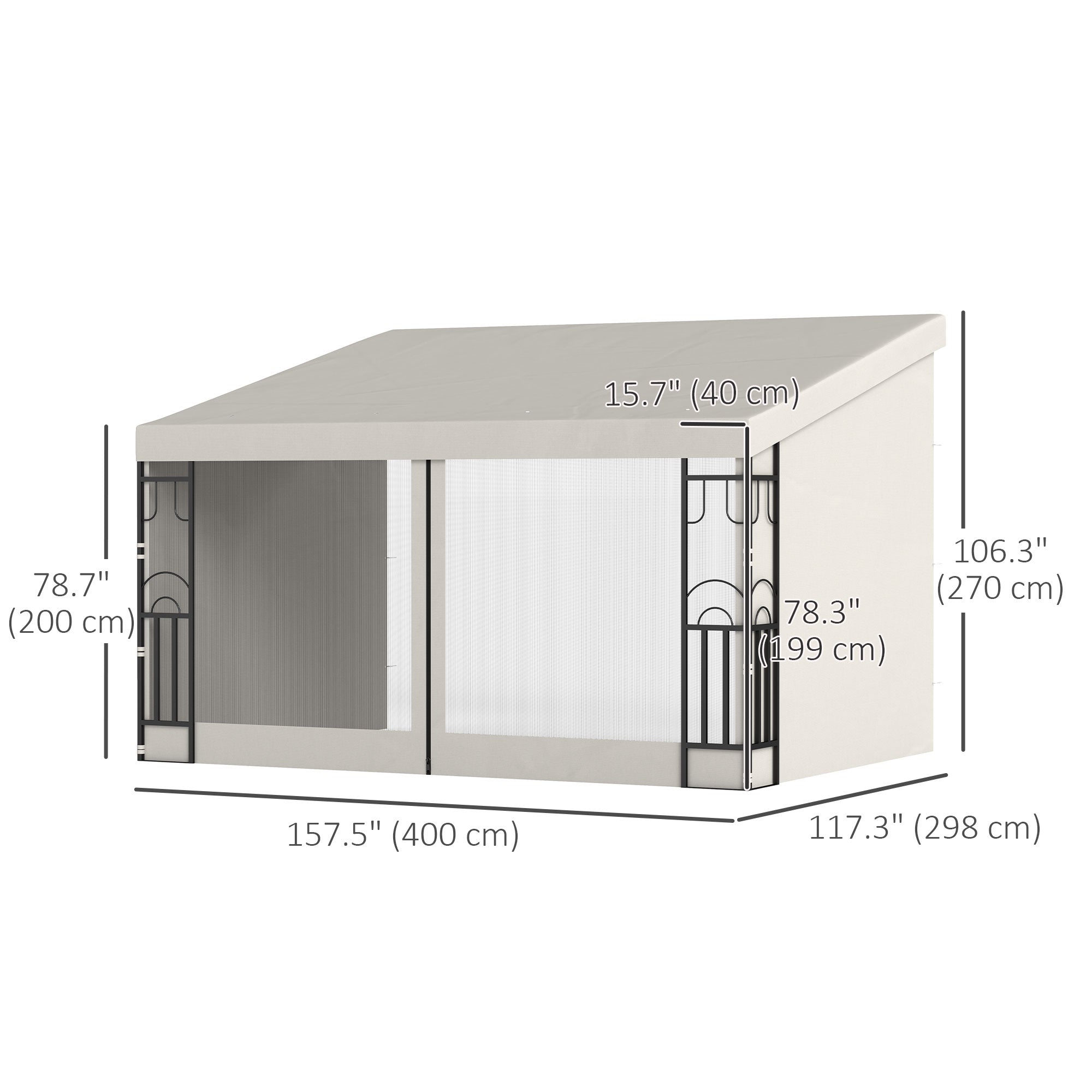 10' x 13' Wall Pergola, Outdoor Gazebo with 2 Curtains and 2 Nettings, UV Resistant, for Patio, Deck, Beige Pergolas at Gallery Canada