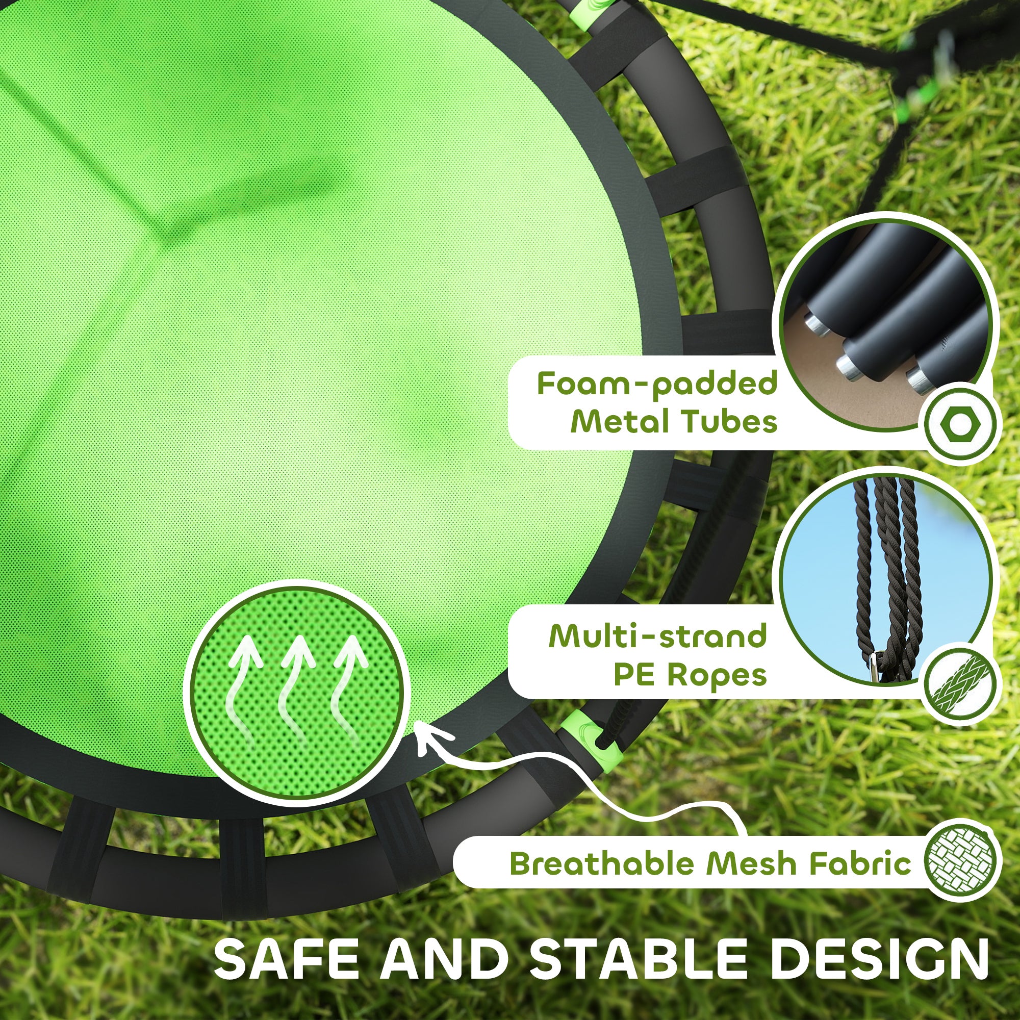 39 inch Saucer Tree Swing Set for Kids with Adjustable Hanging Ropes for Outdoor, Backyard, Green Gym Sets & Swings at Gallery Canada