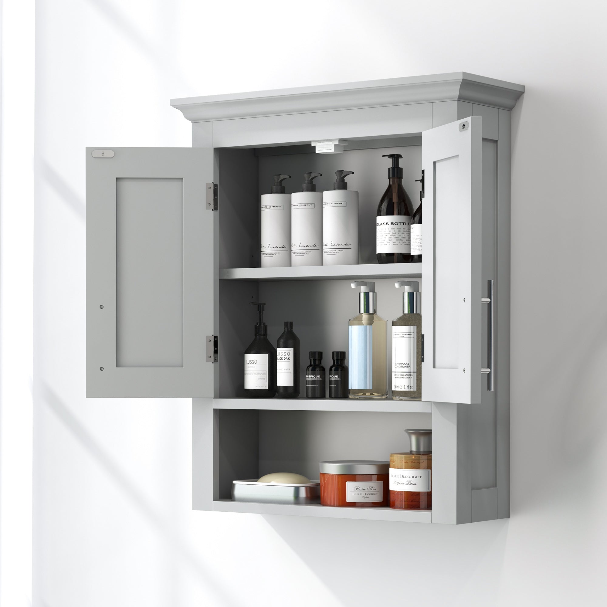 Bathroom Wall Cabinet, Medicine Cabinet, Over Toilet Storage Cabinet with Shelf for Living Room and Entryway, Grey Wall Mounted Cabinets   at Gallery Canada