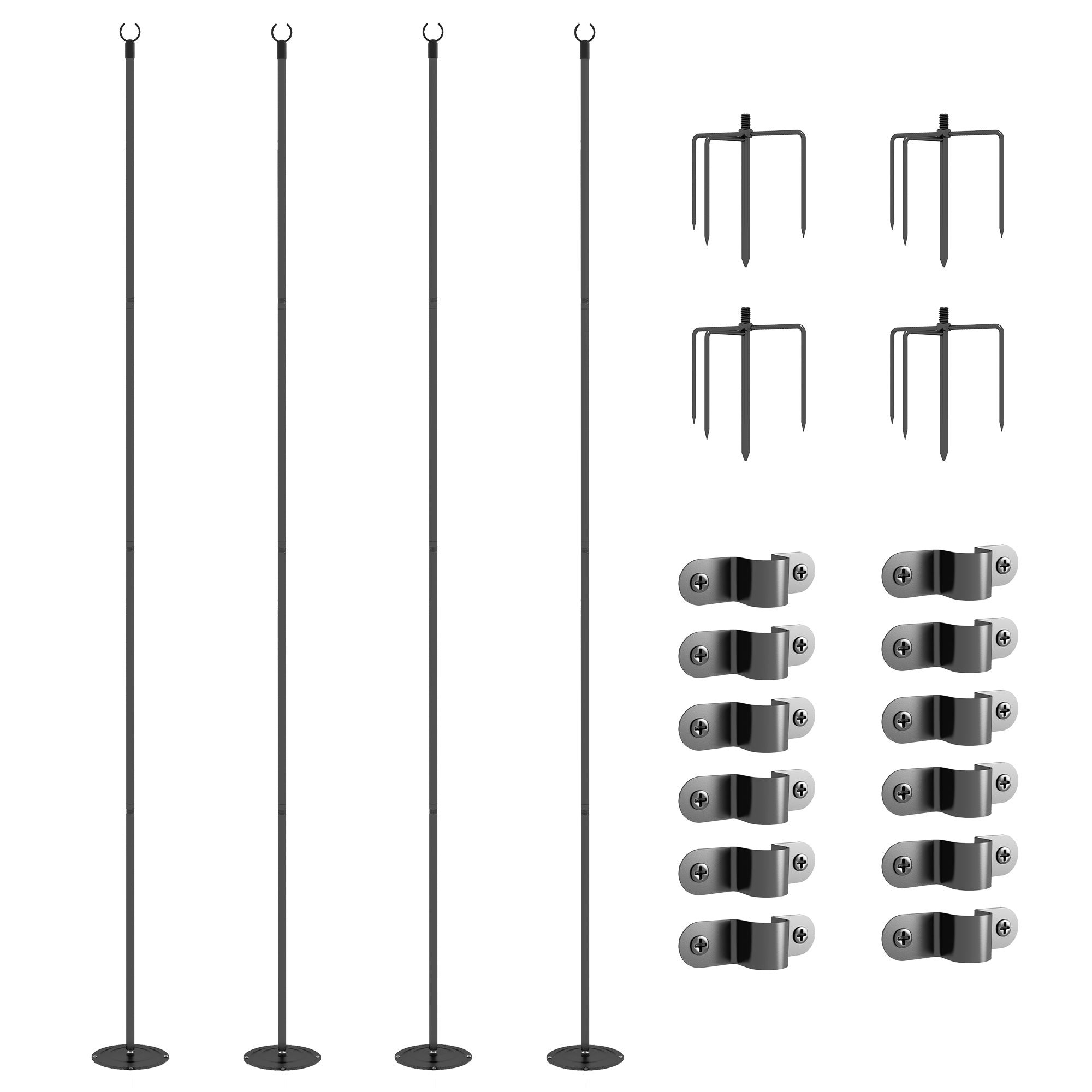 4 Pack of 10' String Light Poles, Steel Hanging Lighting Stand for Patio, Backyard, Deck, Wedding, Party, Black Lighting & Ceiling Fans at Gallery Canada