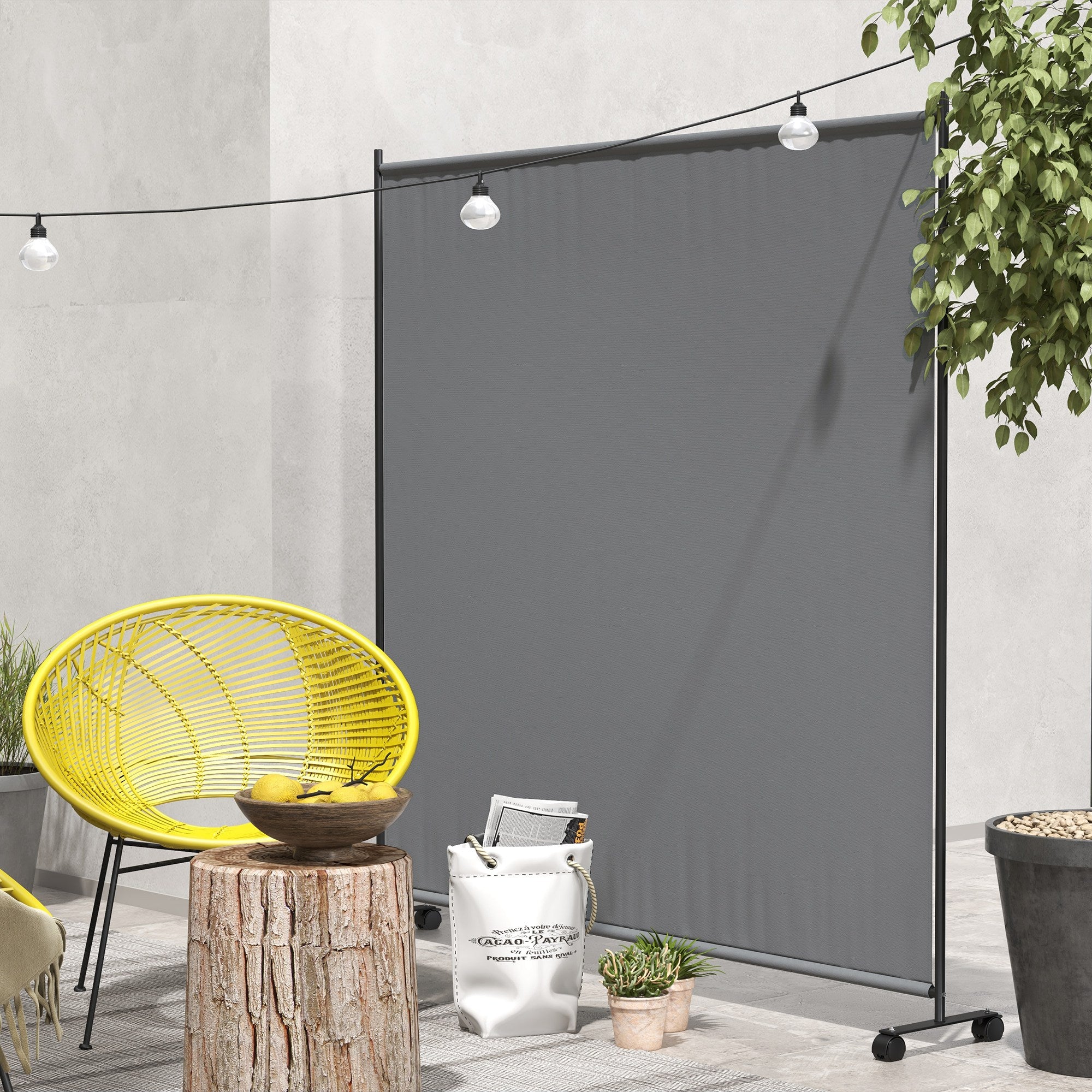 Outdoor Room Divider with Castor Wheels, Rolling Privacy Screen for Patio Backyard Pool Hot Tub, 6ft Tall Side Awnings at Gallery Canada