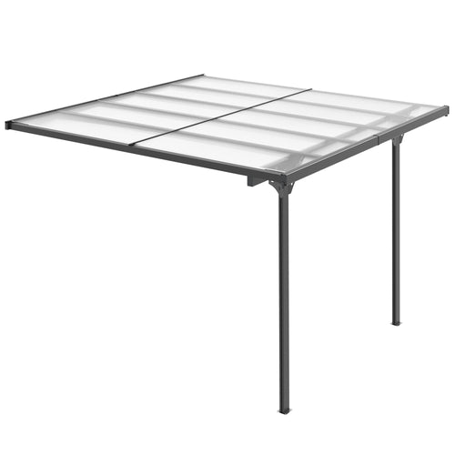 10' x 10' Outdoor Hardtop Pergola Gazebo with Polycarbonate Roof Adjustable Height, Aluminum Frame, UV Protection, Grey
