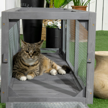 L-Shape 59" Extendable Cat Tunnel with Removable Door, Indoor/Outdoor Shelter, Grey Outdoor Cat Enclosures   at Gallery Canada