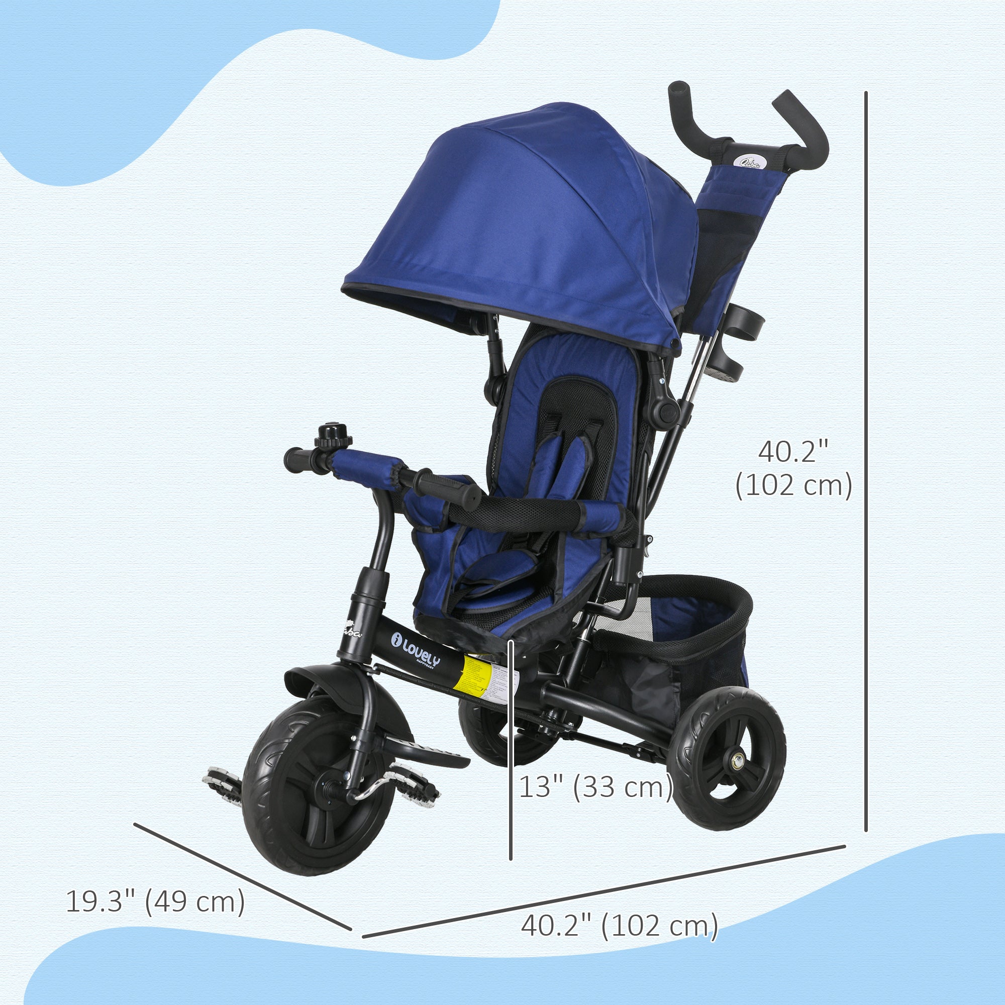 6 in 1 Tricycle for Toddler 1-5 Years with Parent-Push Handle, Dark Blue Tricycles for Kids Dark Blue and Black  at Gallery Canada