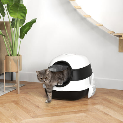 Cat Litter Box with Lid, Covered Litter Box w/ High Sides, Black Cat Litter Box Enclosures Black and White  at Gallery Canada