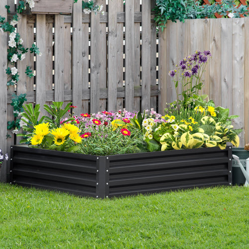 4' x 4' x 1' Raised Garden Bed Galvanized Steel Planter Box for Vegetables, Flowers, Herbs, Grey