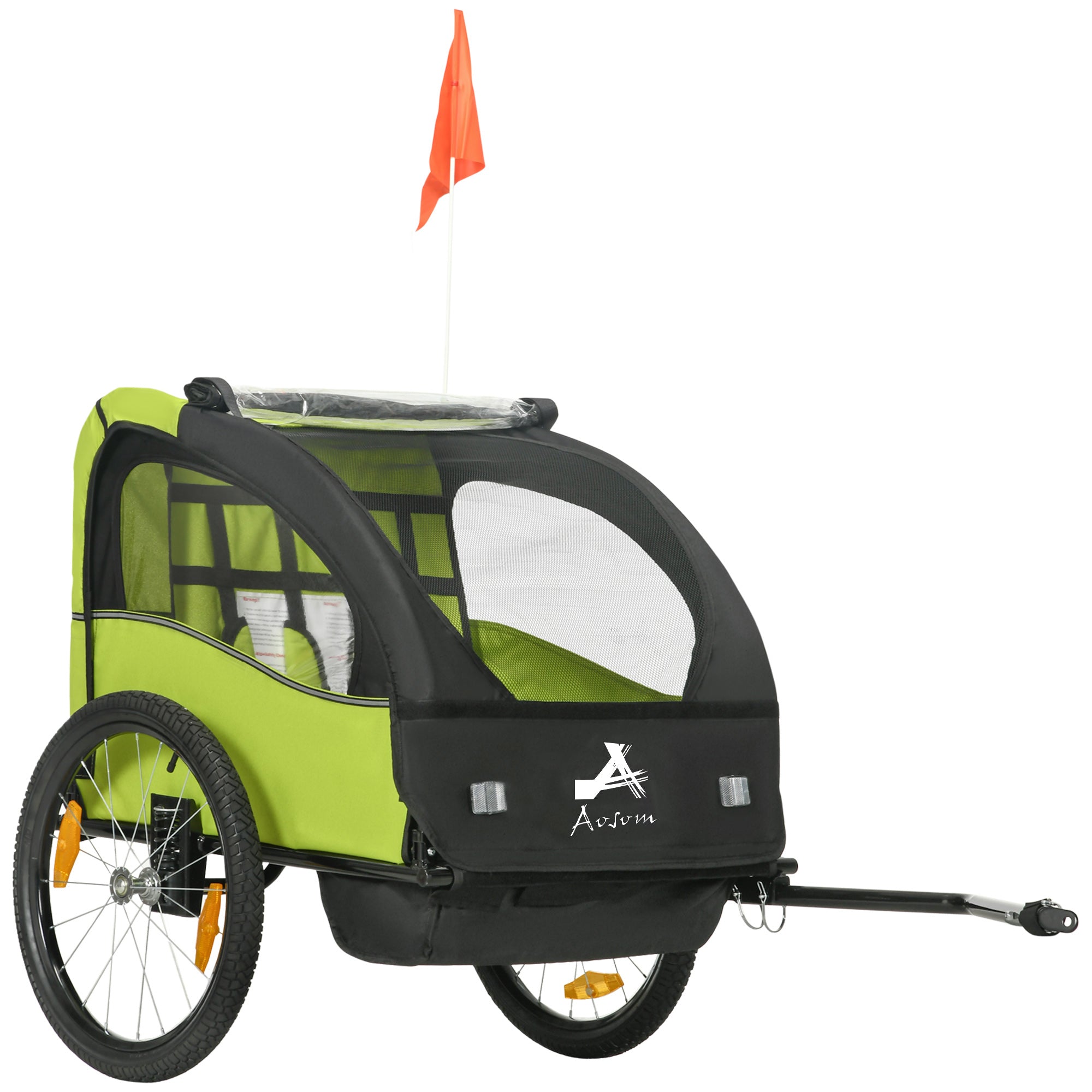 2 Seat Bike Trailer for Kids, Baby Stroller with Storage Bag, 5 Point Harness, Bicycle Trailer with 20