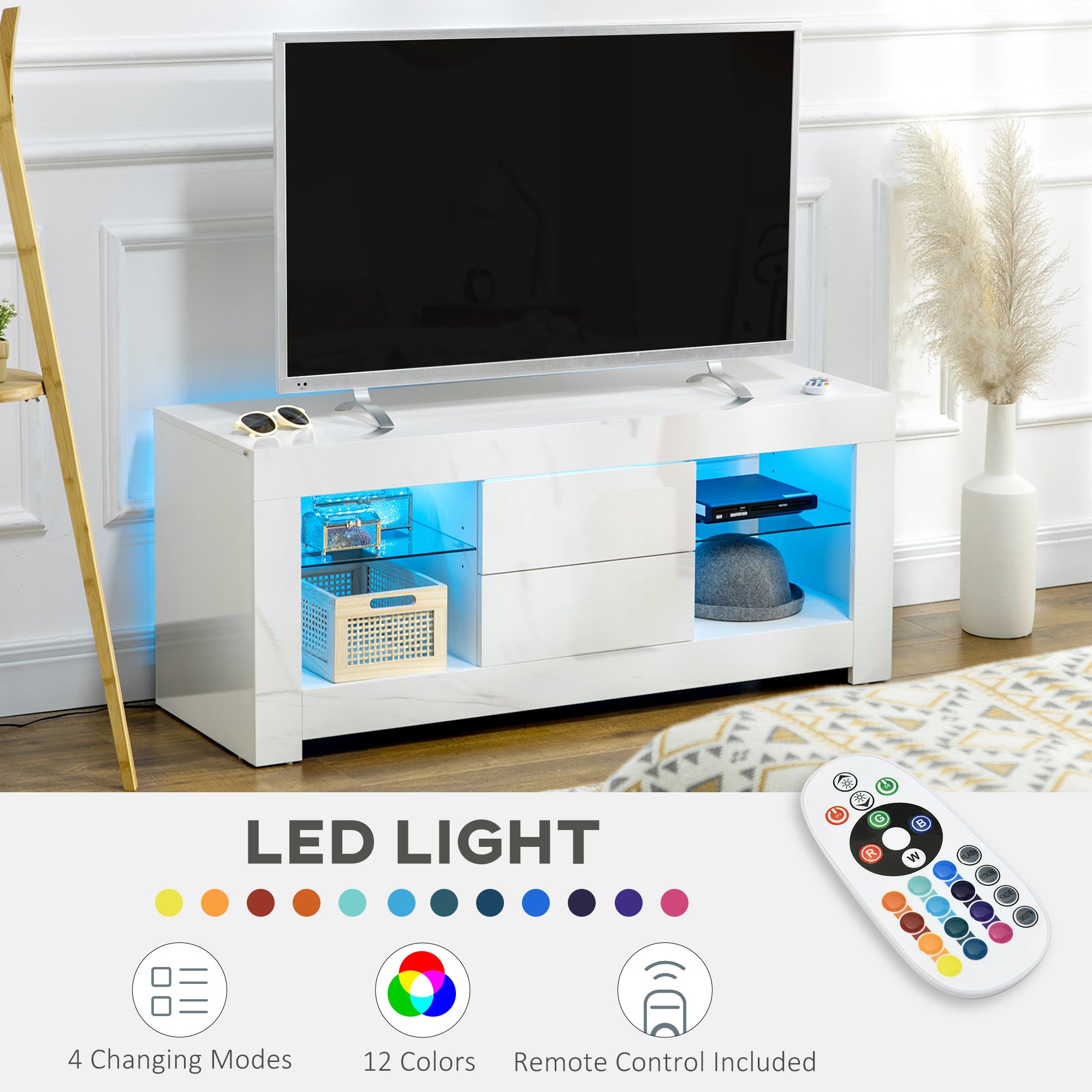 TV Stand with LED Lights for TVs up to 55