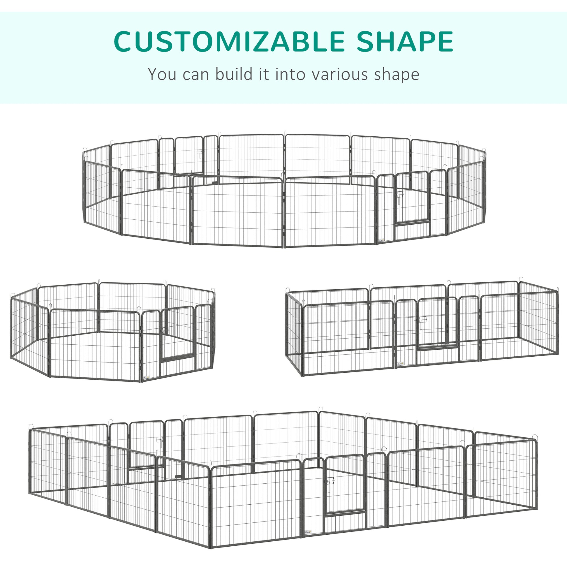 Heavy Duty Dog Playpen, 16 Panels Pet Playpen Dog Fence, Portable Puppy Exercise Pen, with 2 Doors Locking Latch, Outdoor or Indoor Use 23.5" Height Houses, Kennels & Pens at Gallery Canada