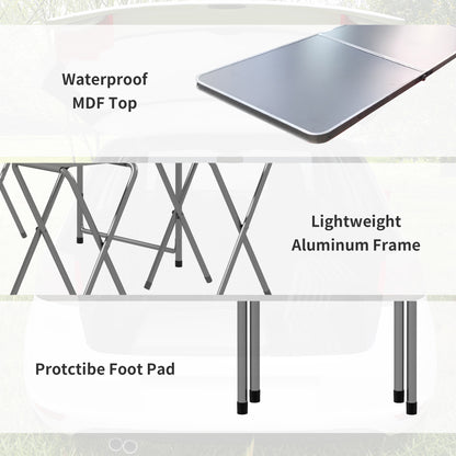 Folding Picnic Table and 6 Stools, Camping Table and Chairs with Aluminum Frame for Outdoor, Picnic, Beach, BBQ, Grey Picnic Tables & Camping Chairs   at Gallery Canada