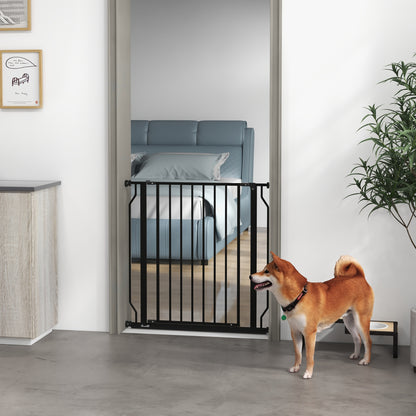 30"- 34" Easy Install Pet Gate w/ Door &; Double Locking System, Extra Wide Dog Gate for Stairs, Hallways, Black Houses, Kennels & Pens   at Gallery Canada