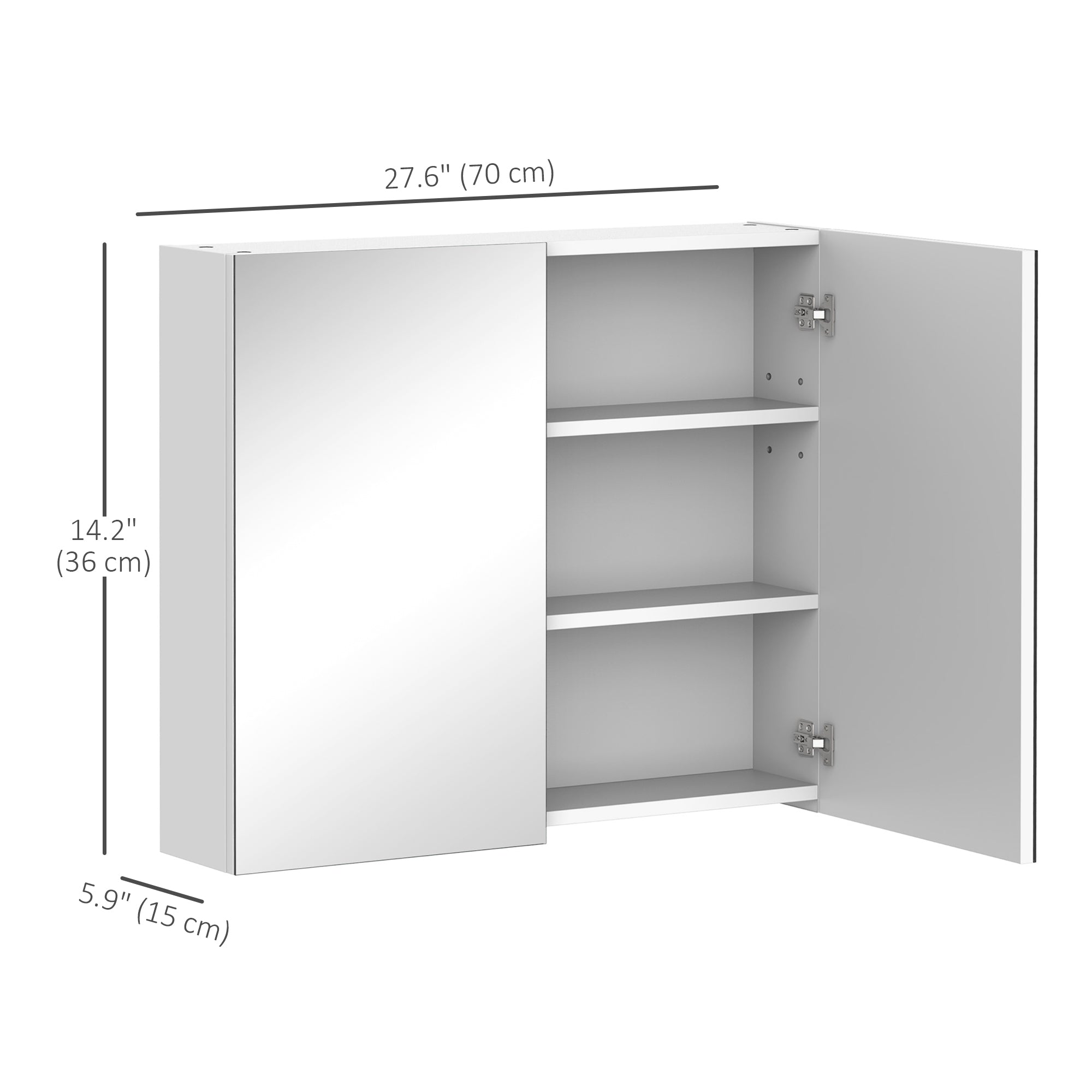 Wall Mount Mirrored Medicine Cabinet, Bathroom Mirror Cabinet with Adjustable Shelf, Double Soft Closing Doors, Grey Mirror Medicine Cabinets   at Gallery Canada