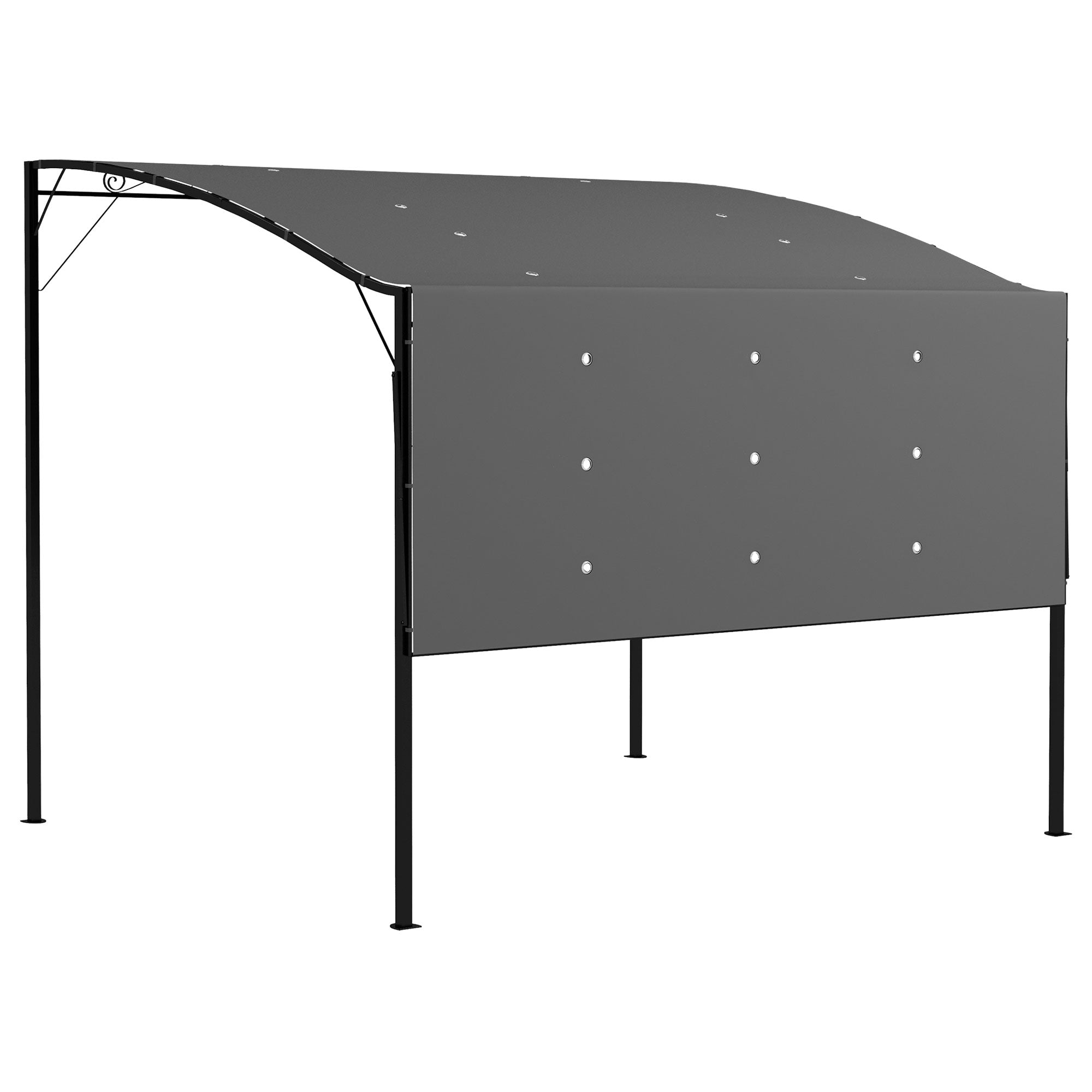 10x8ft Patio Metal Gazebo with Extendable Side Awning, Outdoor Shelter Shade Canopy Deck Awning, Dark Grey Pergolas at Gallery Canada