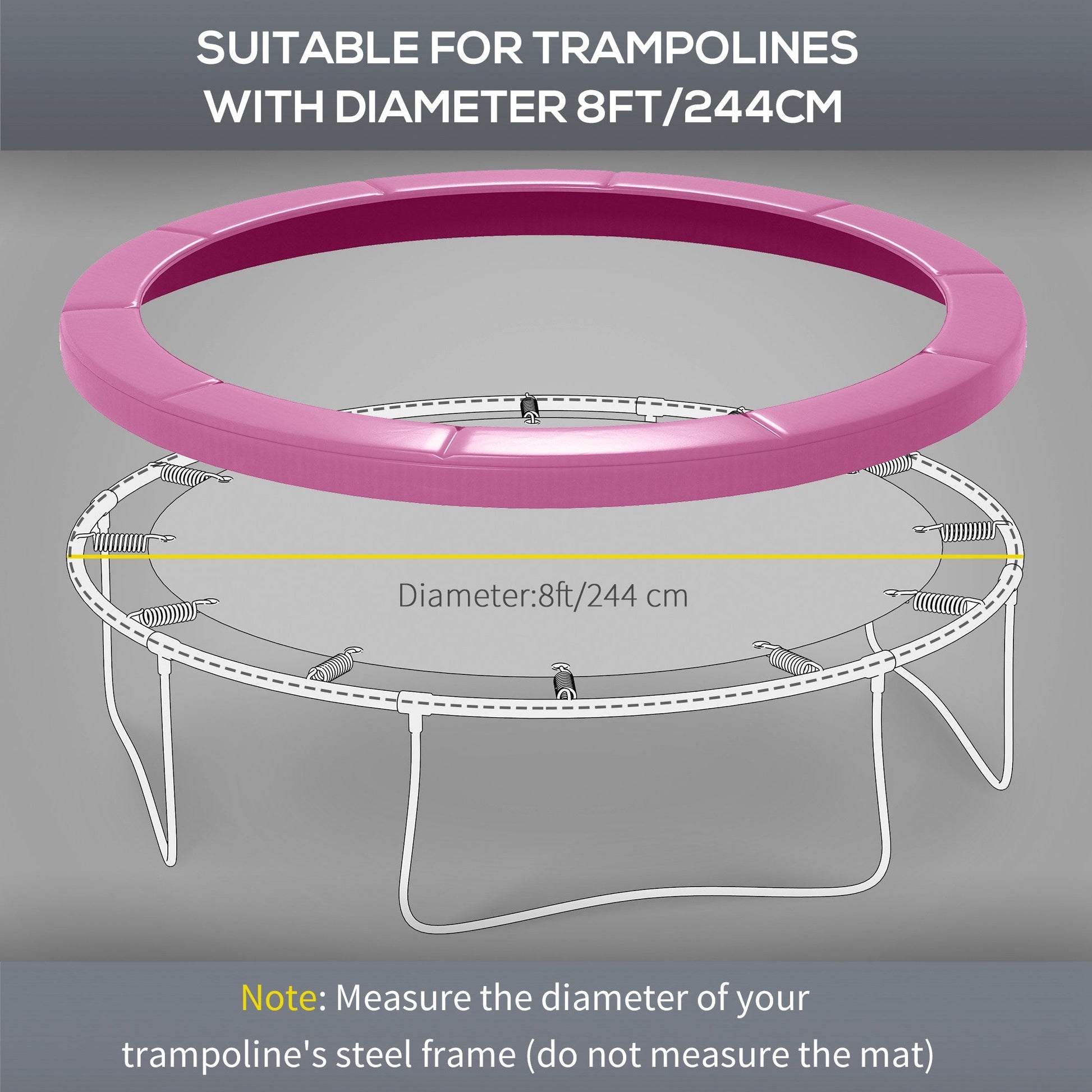 8FT Trampoline Spring Cover, Trampoline Pad Replacement, Waterproof and Tear-Resistant, All-Weather Trampoline Accessories, No Holes for Poles, Pink Trampolines   at Gallery Canada