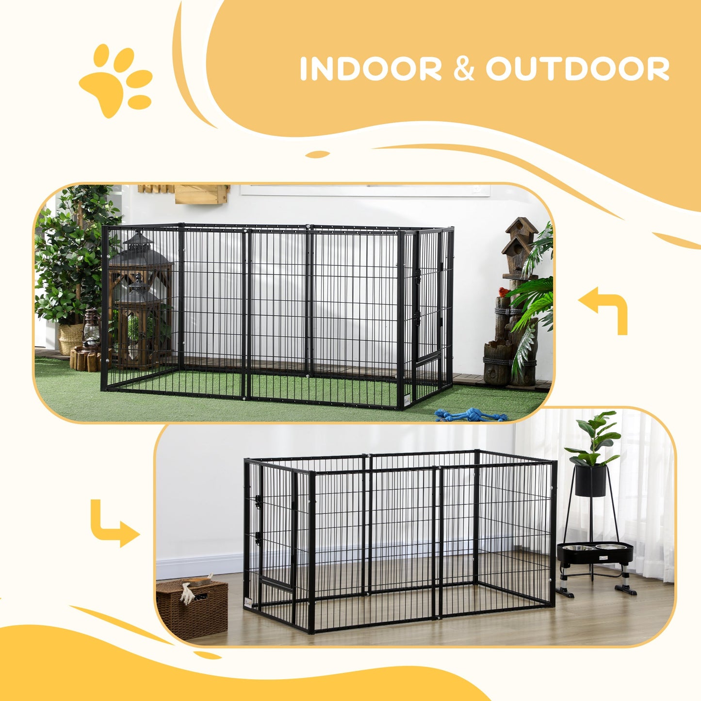 6 Panel 32.5" - 59" x 32" Dog Playpen, Heavy Duty Pet Playpen for Indoor Outdoor, Small and Medium Dogs Houses, Kennels & Pens   at Gallery Canada