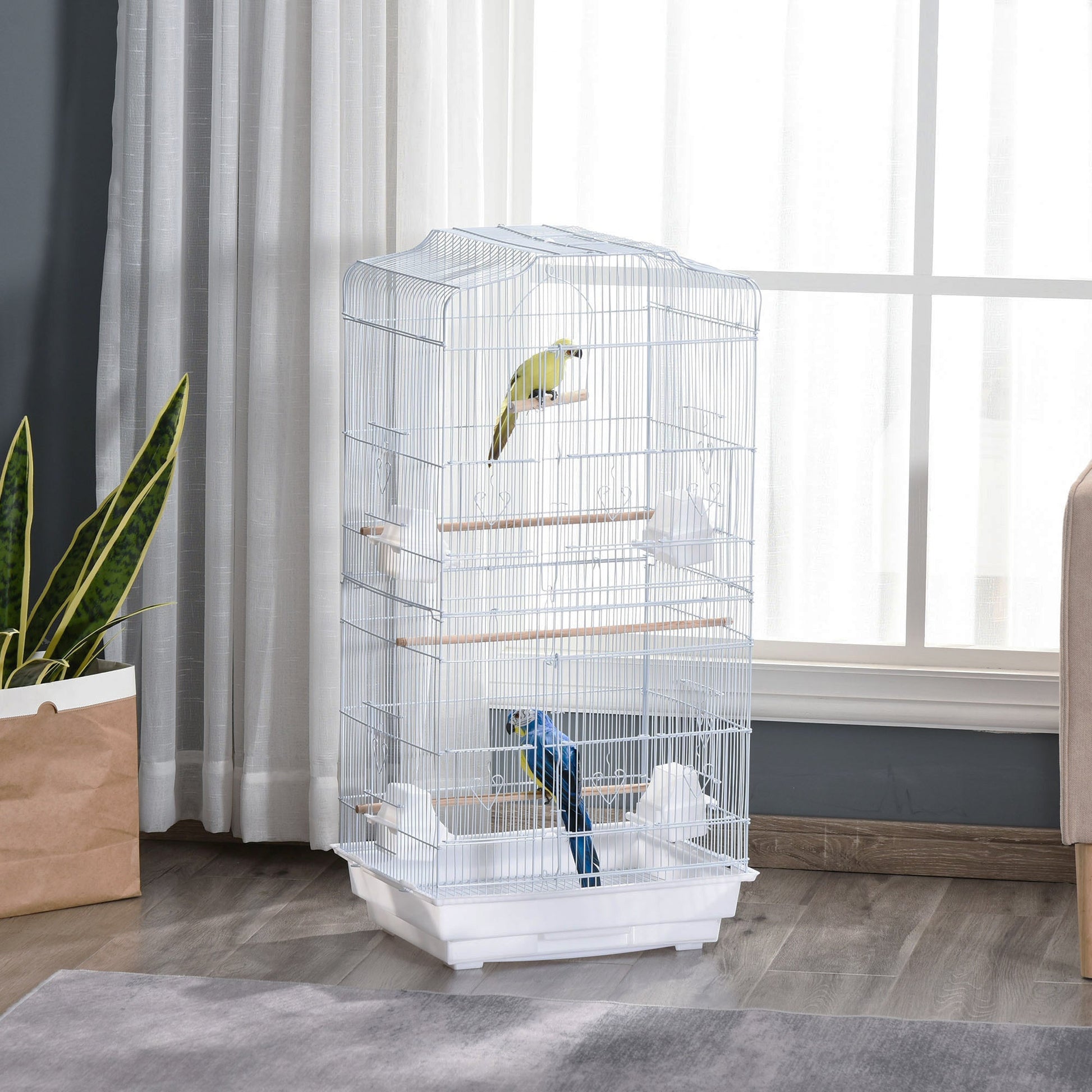 36" Bird Cage, Macaw Play House, Cockatoo, Parrot, Finch Flight Cage, 2 Doors, Perch 4 Feeder Pet Supplies, White Bird Cages   at Gallery Canada