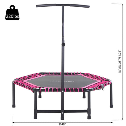 48" Adult Hexagon Rebounder Trampoline Fitness Bungee Jumping Cardio Trainer Outdoor Bouncer Jumper Adjustable Bar Pink Trampolines   at Gallery Canada