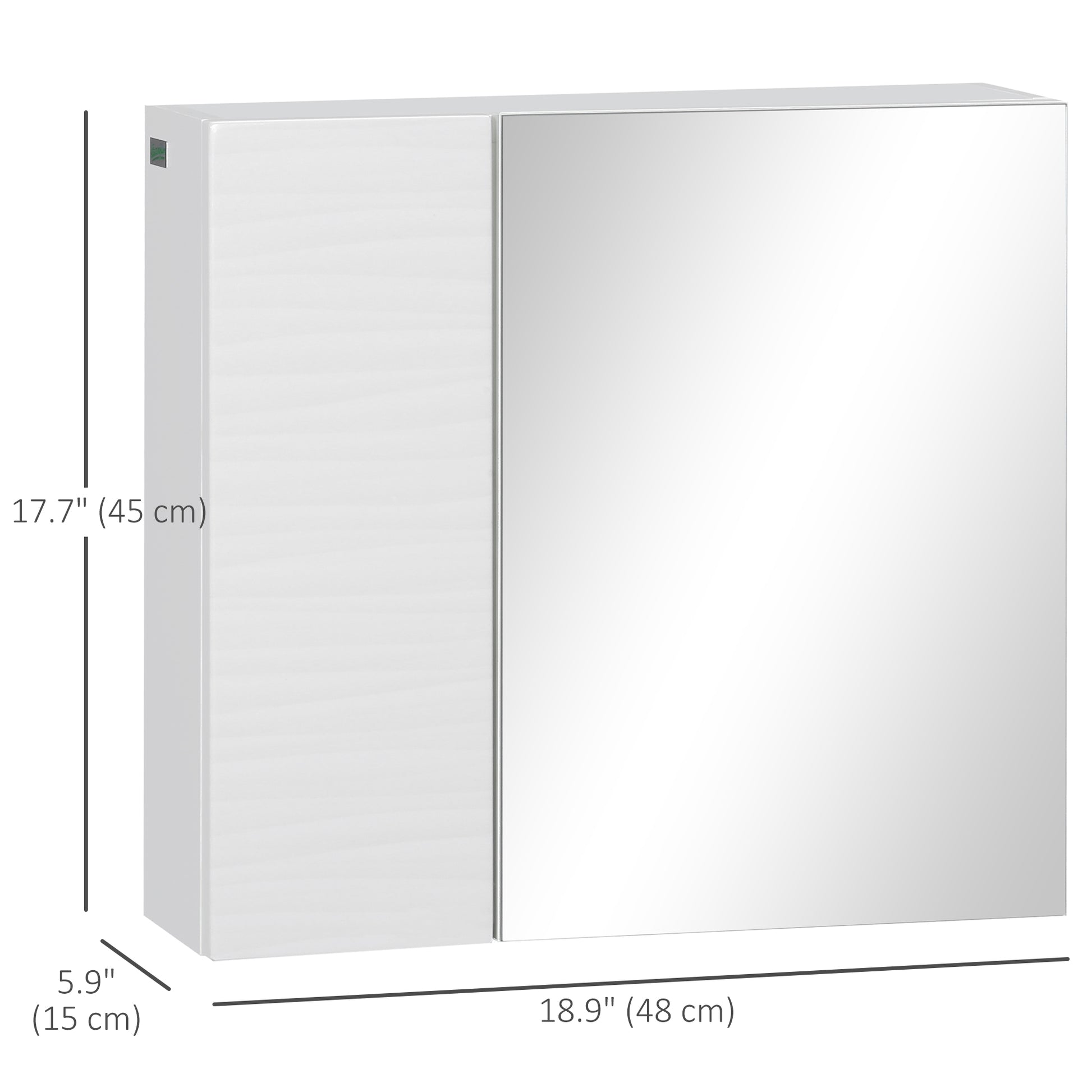 Wall Mounted Bathroom Medicine Cabinet Mirrored Cabinet with Hinged Door 2-Tier Storage and Adjustable Shelves White Mirror Medicine Cabinets   at Gallery Canada