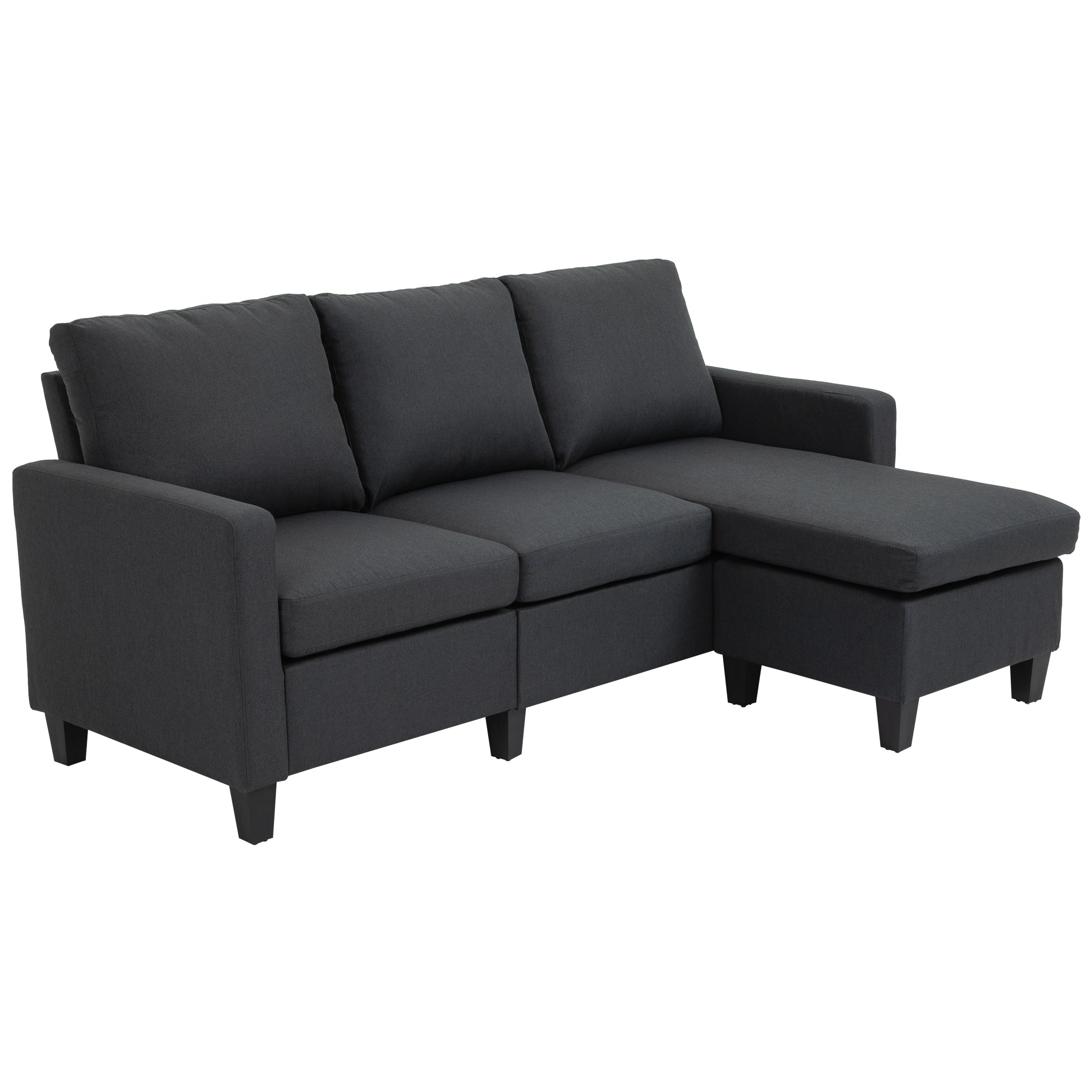 L-Shape Sofa, Modern Sectional Couch with Ottoman, Corner Sofa for Living Room, Dark Grey Sofas & Reclining Chairs at Gallery Canada