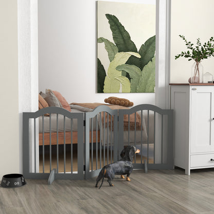 24" Freestanding Pet Gate For Dogs with 2 Support Feet, Light Grey Houses, Kennels & Pens   at Gallery Canada