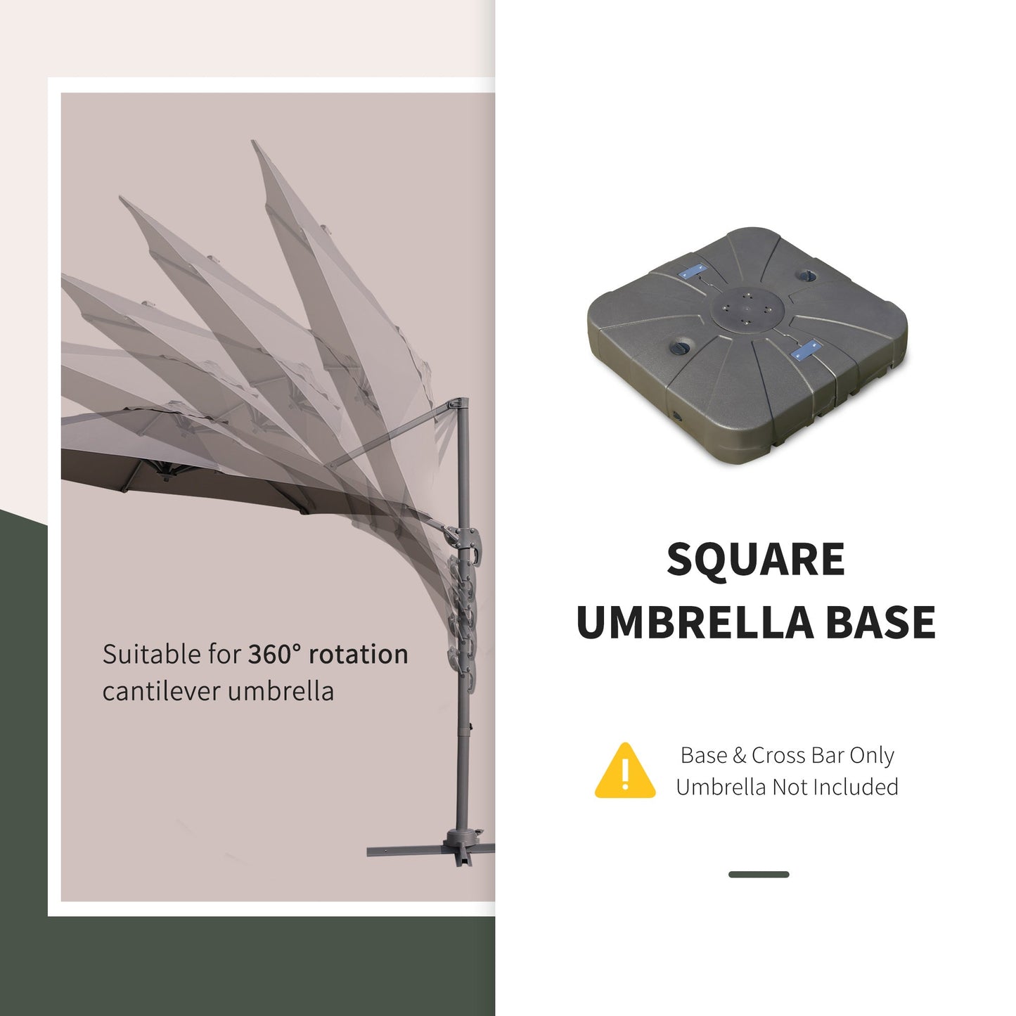 Square Cantilever Patio Umbrella Base Water or Sand Filled with Wheels Crossbar Heavy-Duty Umbrella Stand Coffee Umbrella Bases   at Gallery Canada