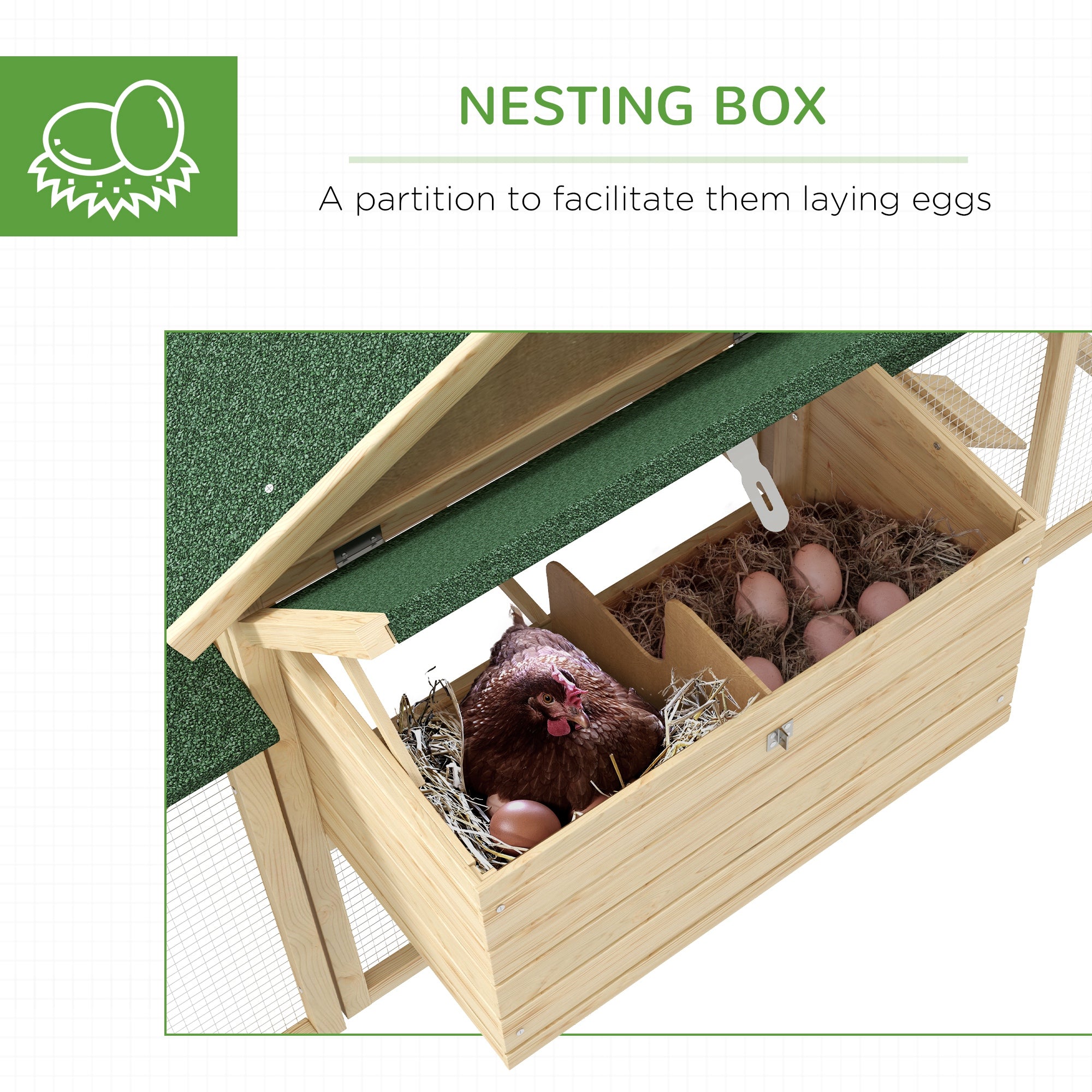 Wooden Chicken Coop, Outdoor Backyard Garden Large Rabbit Hutch with Nesting Box, Run, Ramp, Drawer Chicken Coops at Gallery Canada